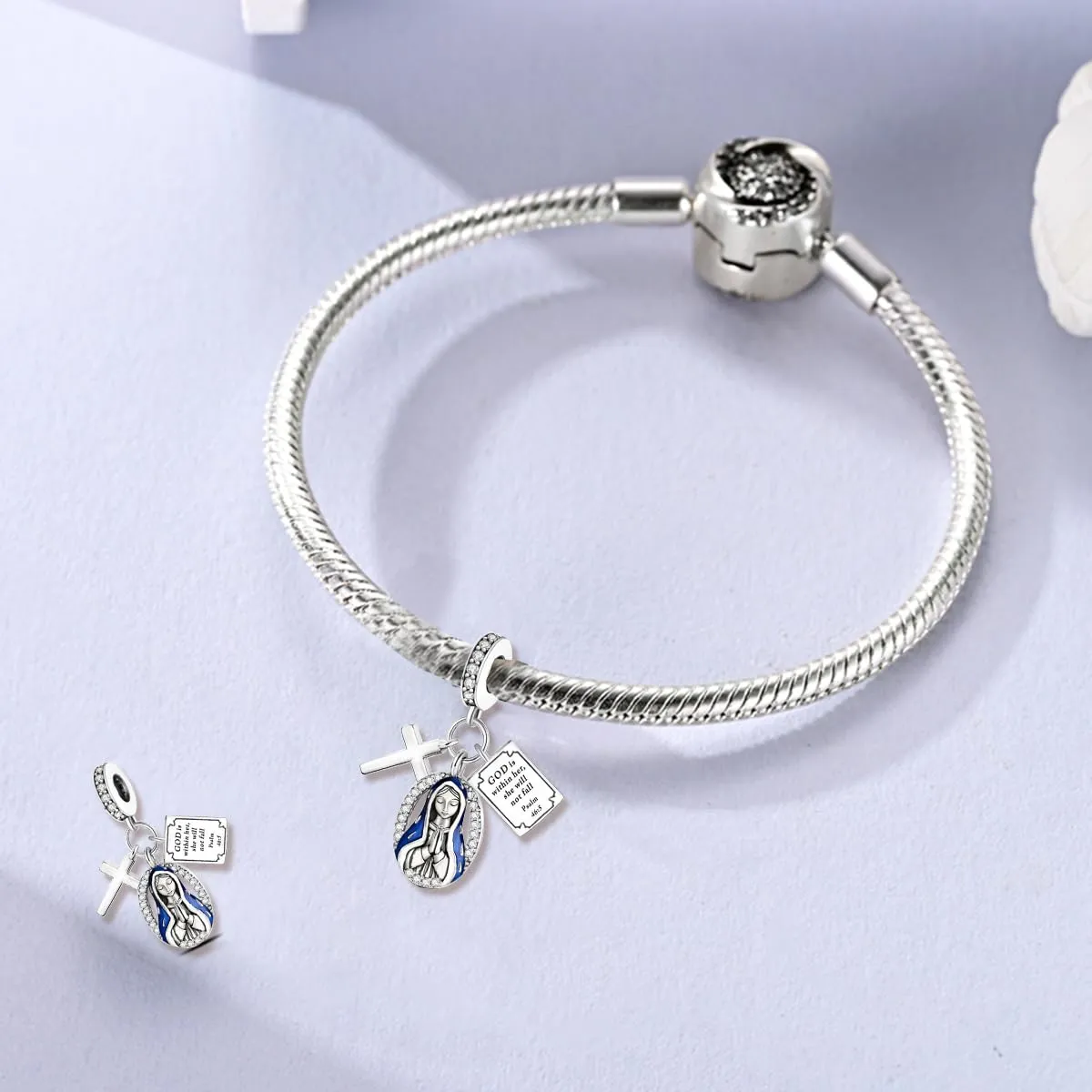 LNQOBU Ciondolo in Argento Sterling 925 con Zircone 5A per Bracciali e Collane Europei da Donna - immagine 3
