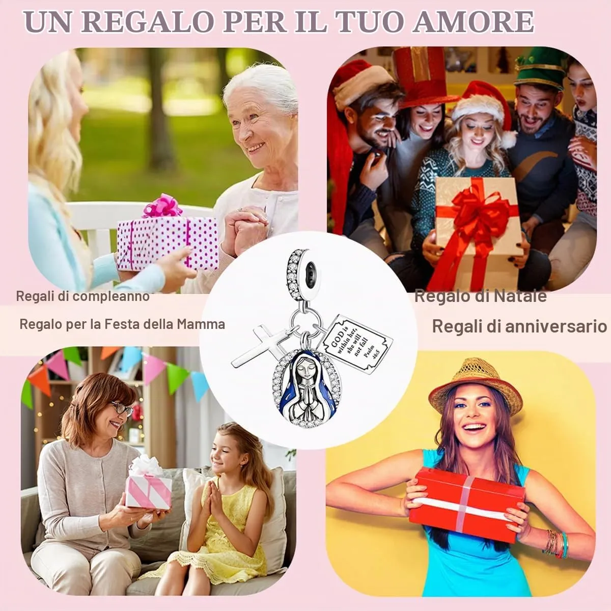 LNQOBU Ciondolo in Argento Sterling 925 con Zircone 5A per Bracciali e Collane Europei da Donna - immagine 5