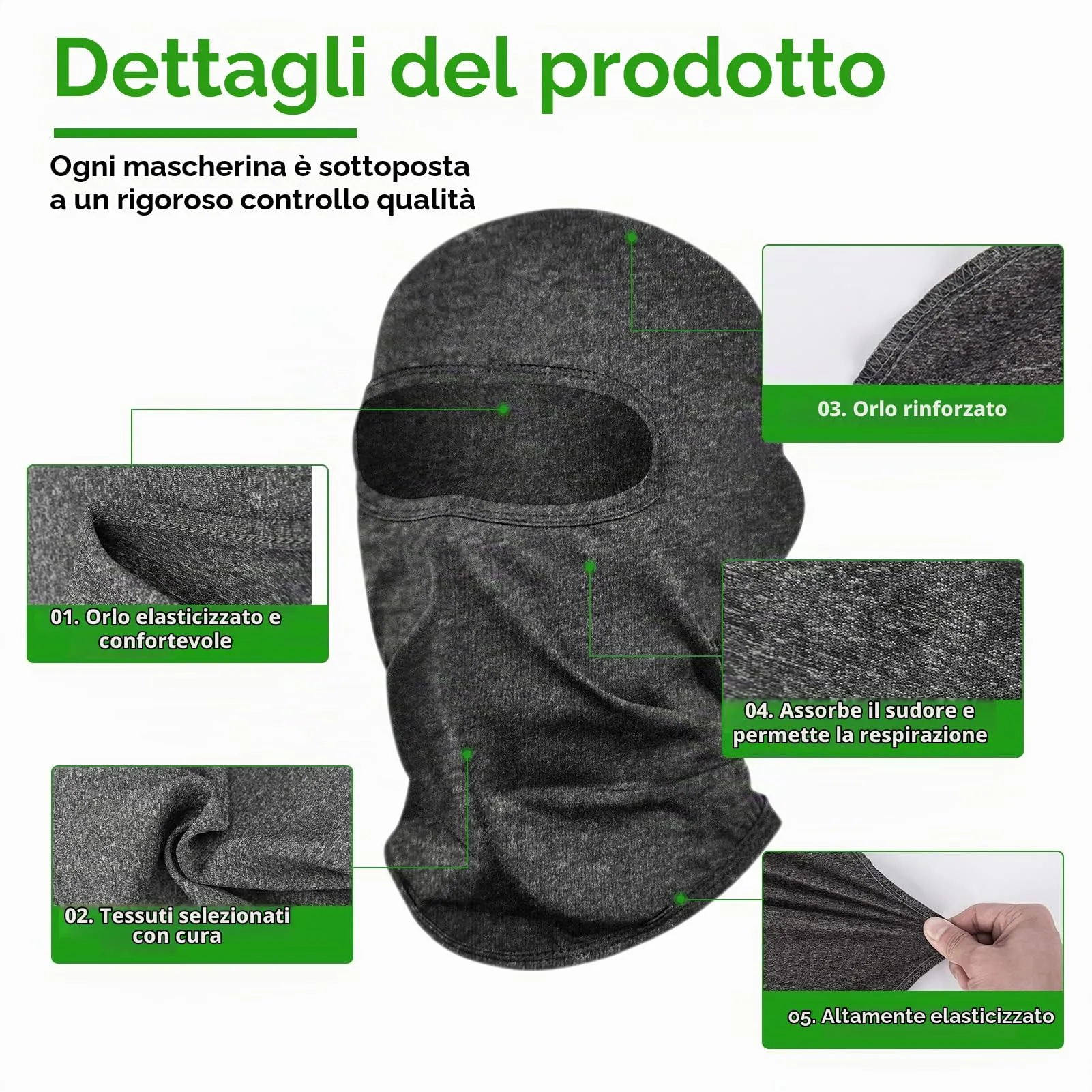 LONGKING Passamontagna Balaclava Unisex Protezione UV Antivento per Sci, Motociclismo, Snowboard e Ciclismo, Fiocco di Neve Nero - immagine 9