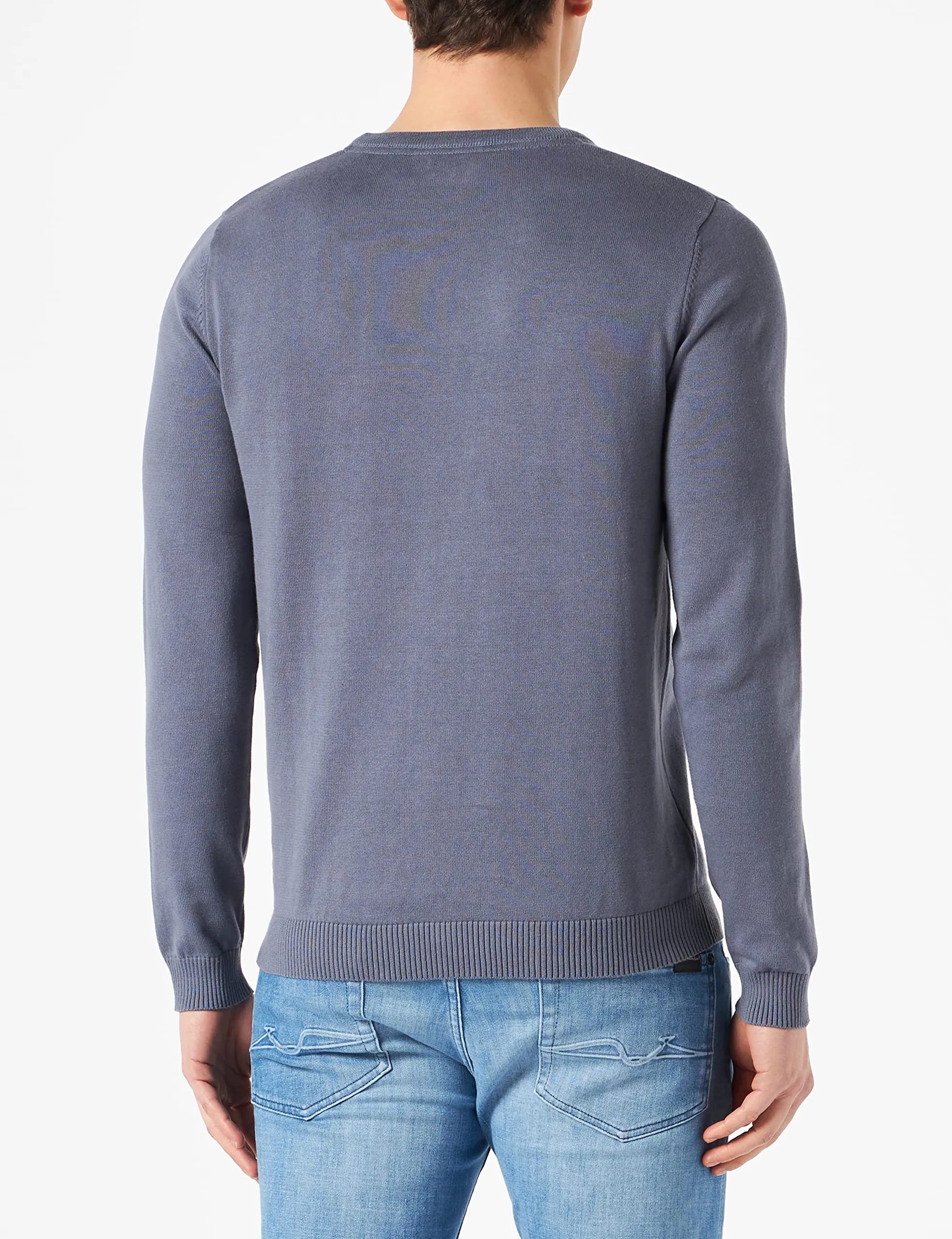 Jack & Jones Maglione da Uomo Scollo Rotondo Tinta Unita, Blu, L - immagine 3