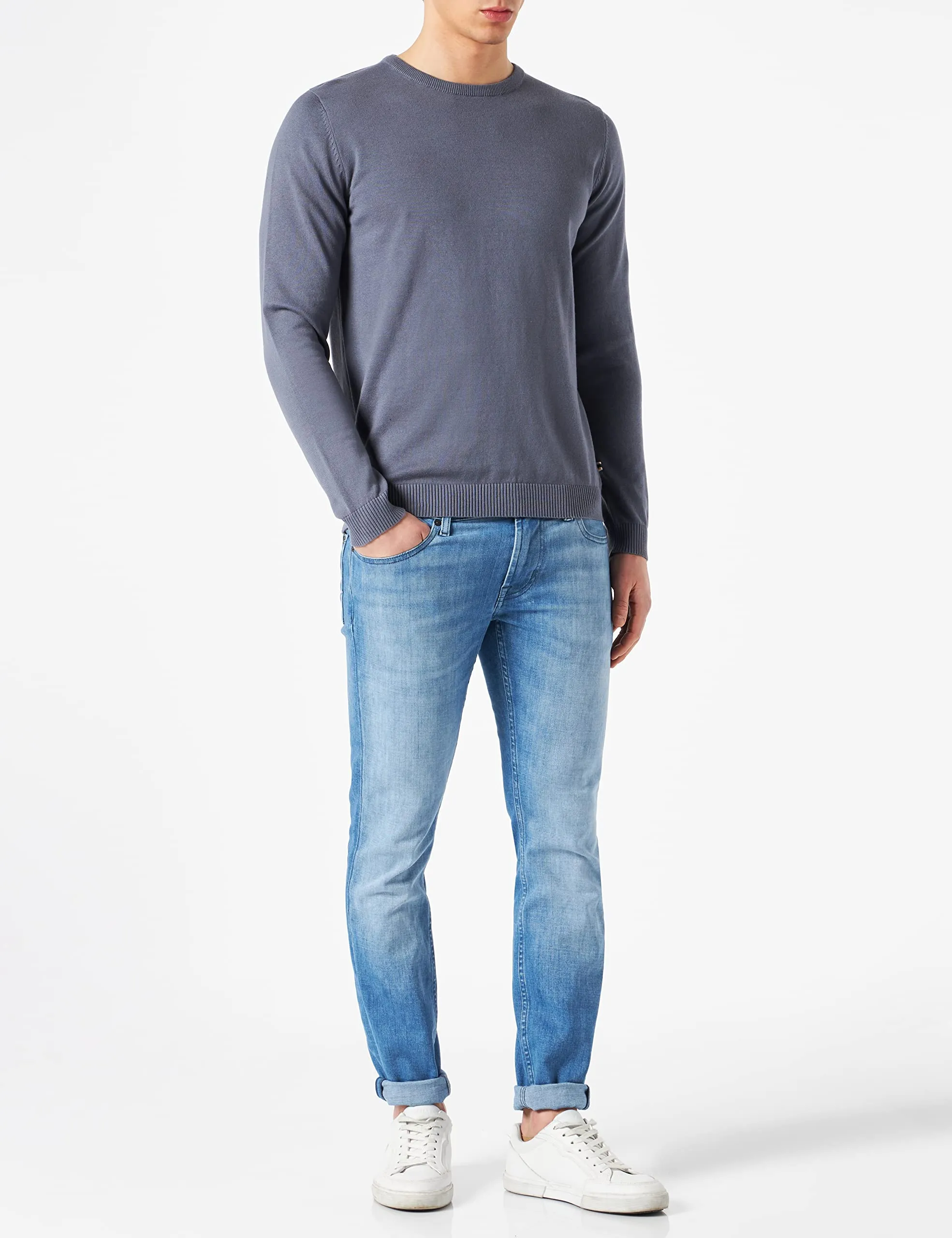 Jack & Jones Maglione da Uomo Scollo Rotondo Tinta Unita Blu XL - immagine 2