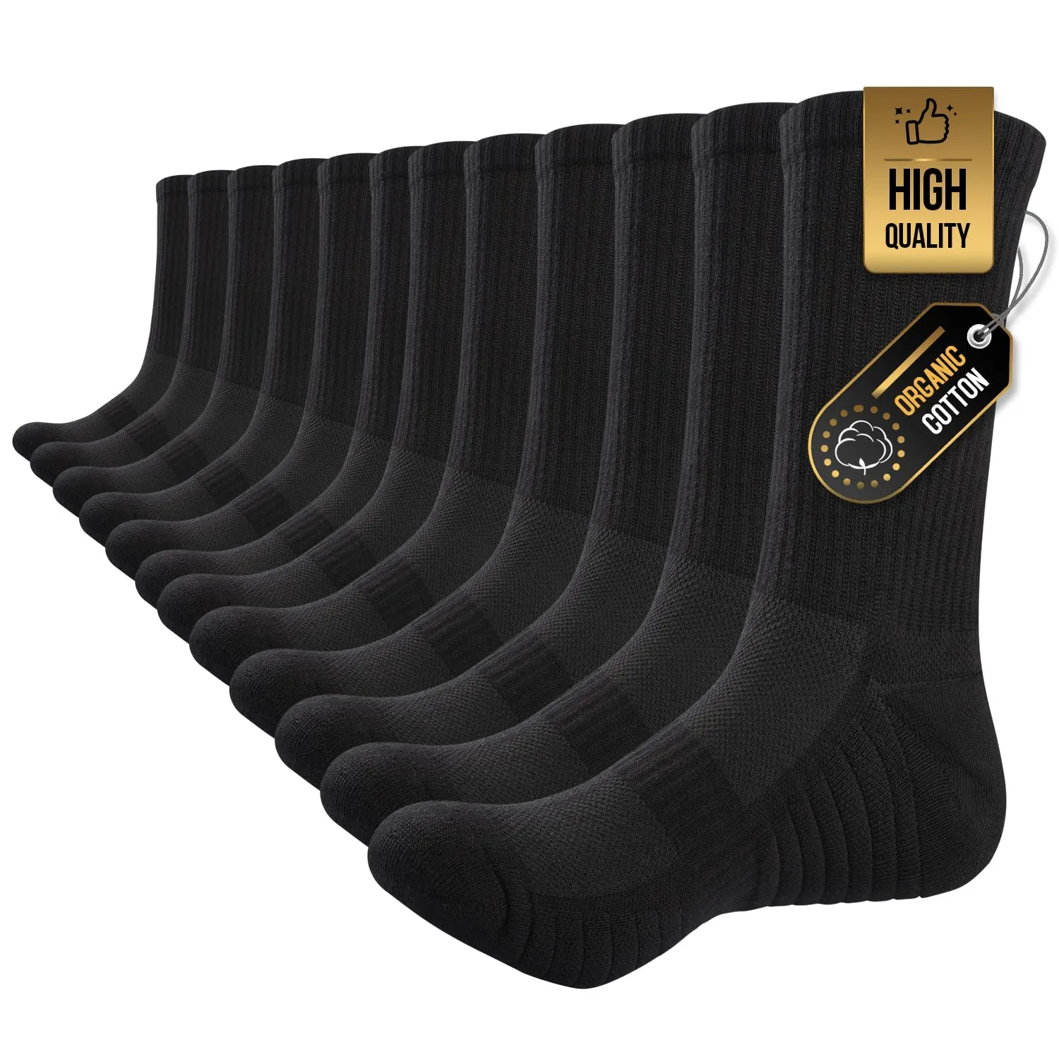 TANSTC Calze Termiche Antiscivolo Unisex Adulto, Cotone Traspirante, 6 Paia Nero, Taglia 43-46 - immagine 1