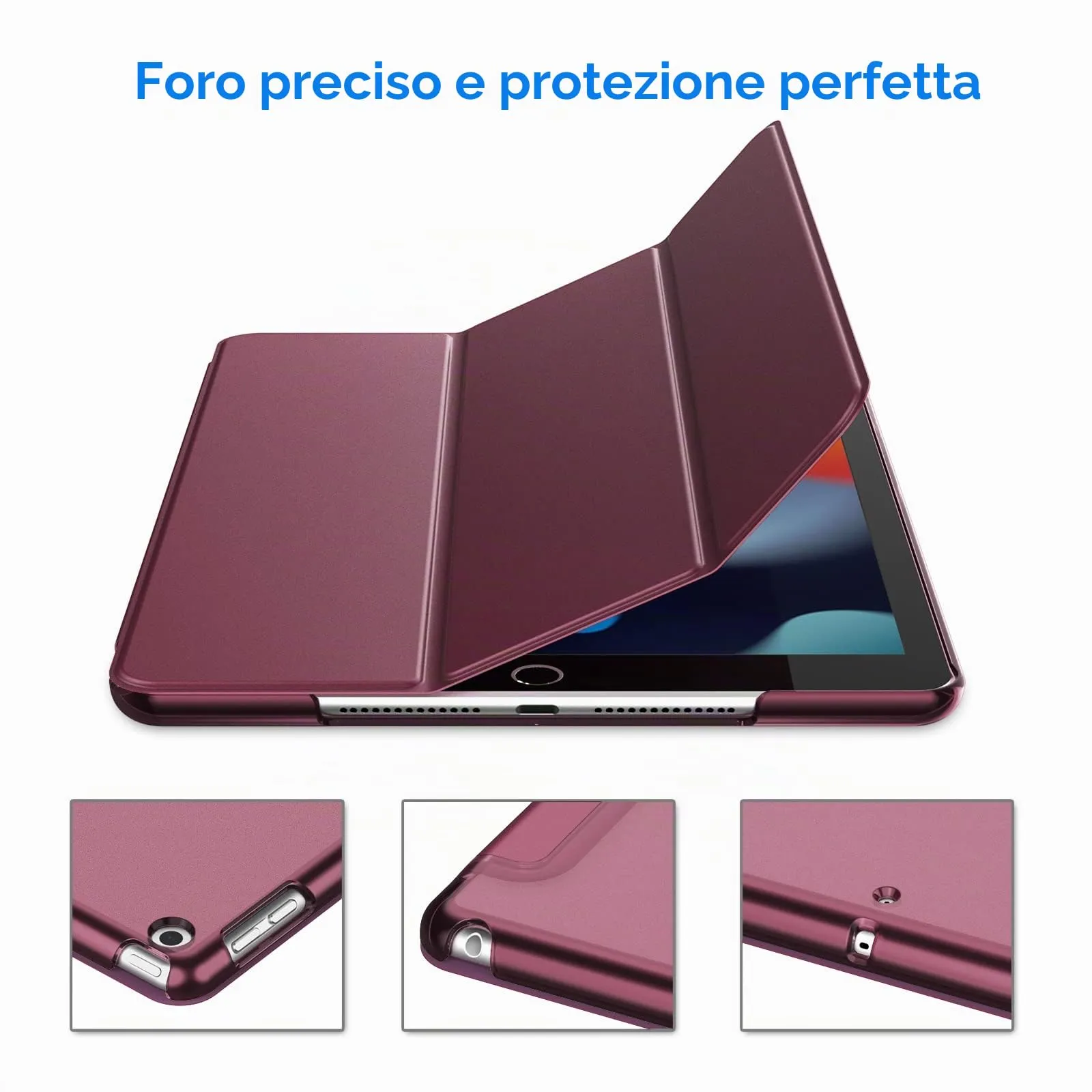 JETech Custodia per iPad 7ª/8ª/9ª Gen 10.2", Vino Rosso - immagine 3