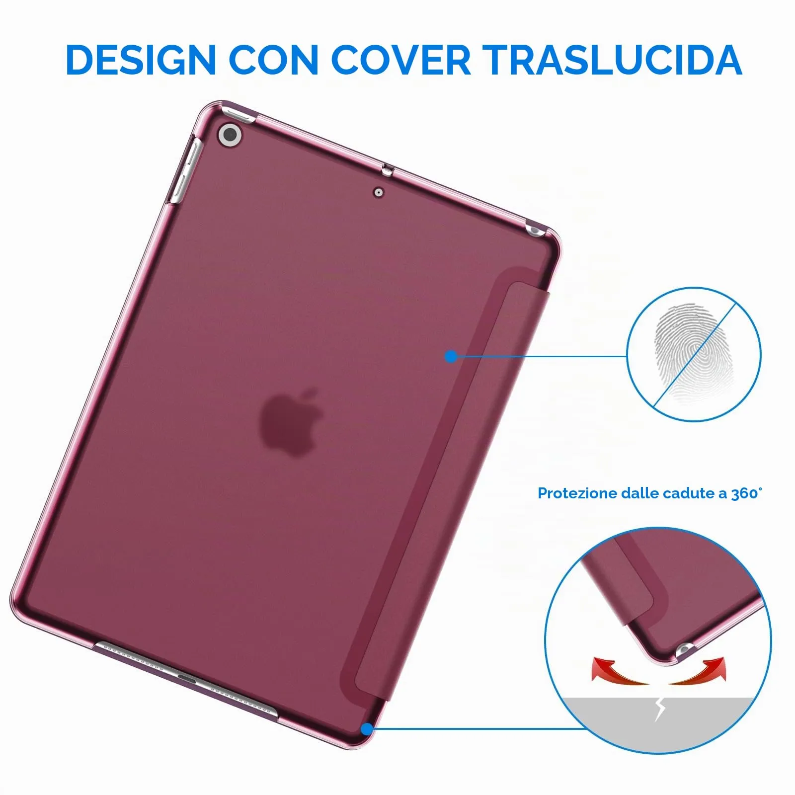 JETech Custodia per iPad 7ª/8ª/9ª Gen 10.2", Vino Rosso - immagine 4