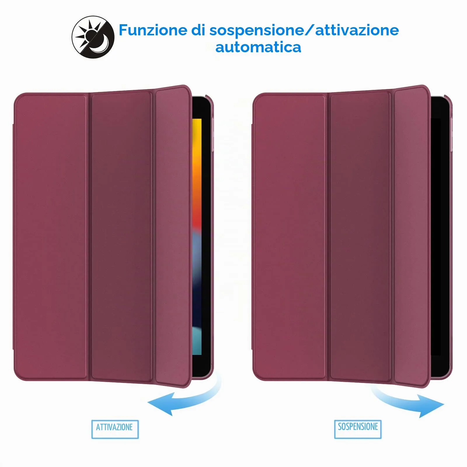 JETech Custodia per iPad 7ª/8ª/9ª Gen 10.2", Vino Rosso - immagine 6