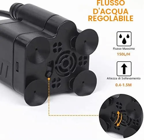 Flintronic Mini Pompa Acqua Sommergibile 3W 150L/H - immagine 4
