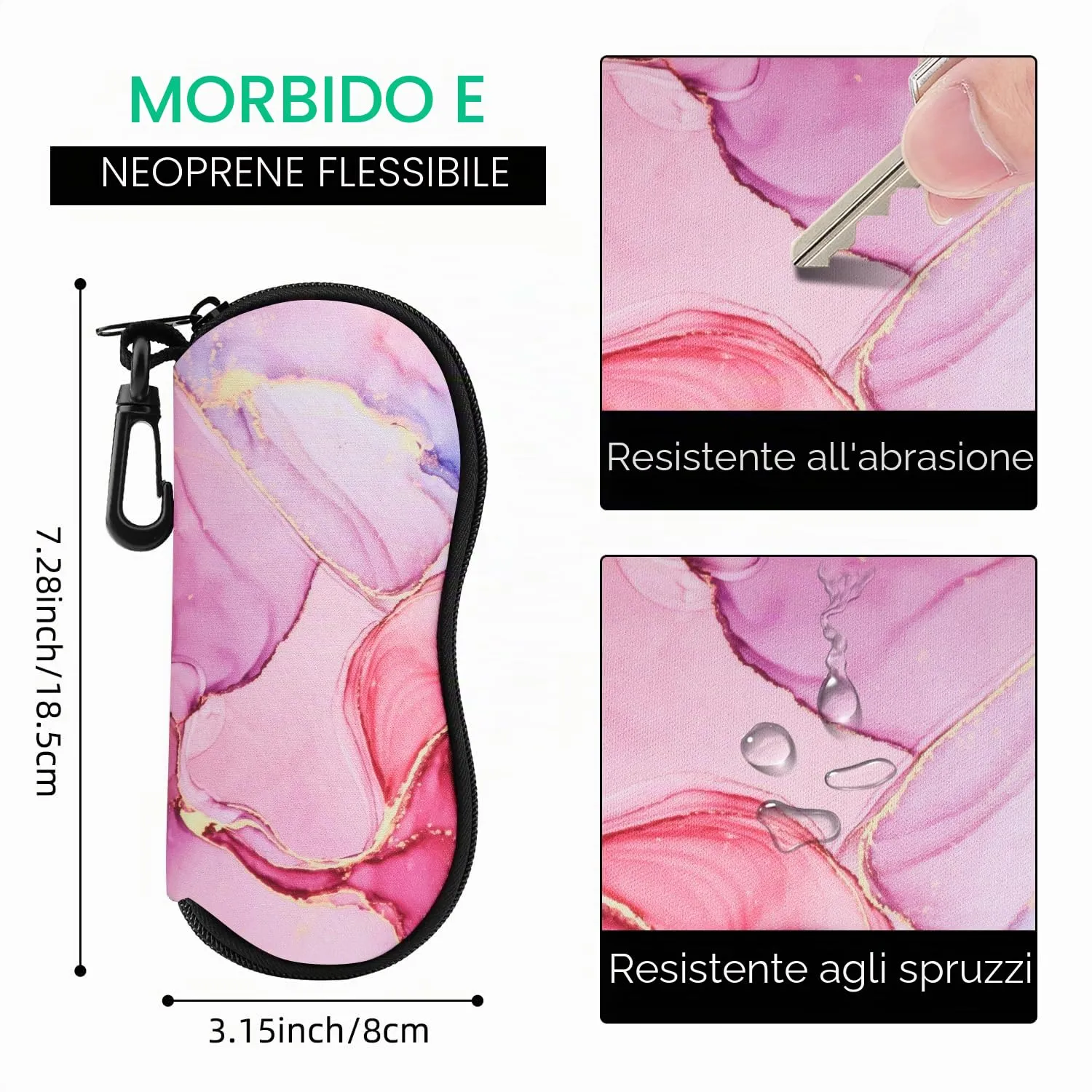 MoKo Custodia Protettiva per Occhiali in Neoprene con Chiusura a Cerniera, Rosa - immagine 2