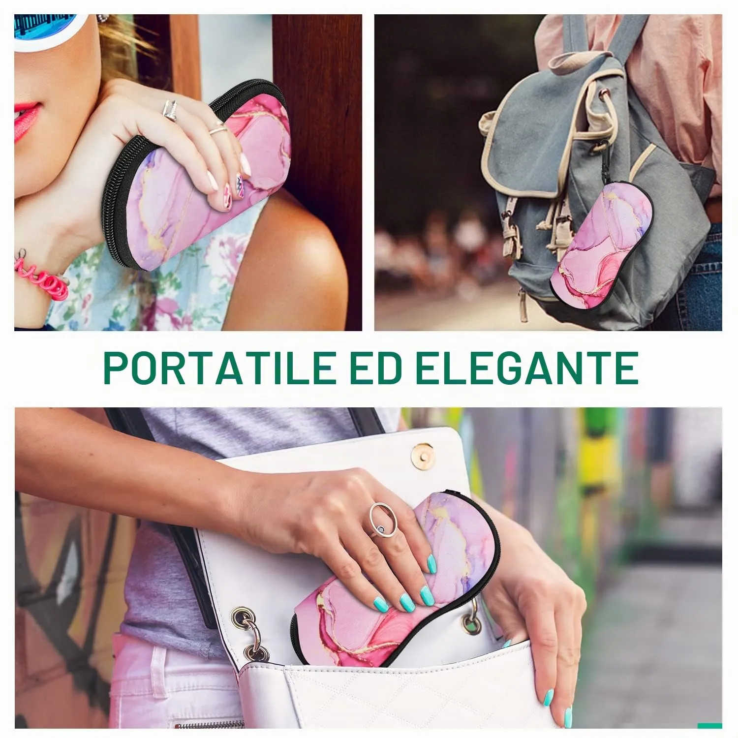 MoKo Custodia Protettiva per Occhiali in Neoprene con Chiusura a Cerniera, Rosa - immagine 6