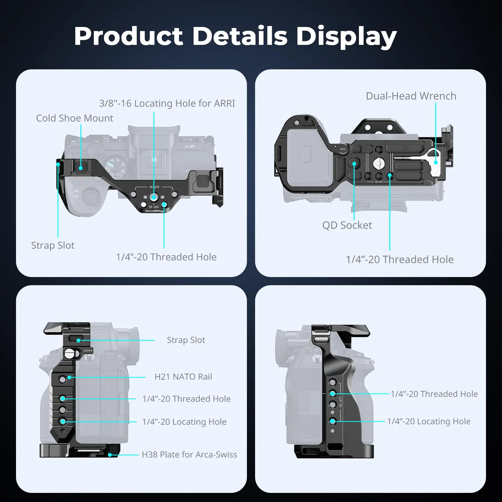 SmallRig Cage for Sony Alpha 7R V, 7 IV, 7S III, 1, 7R IV - 3667C - immagine 2