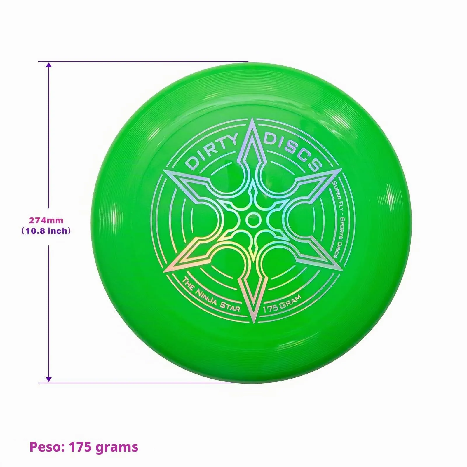 Indy Dirty Disc Frisbee, 175 g, Verde - immagine 2