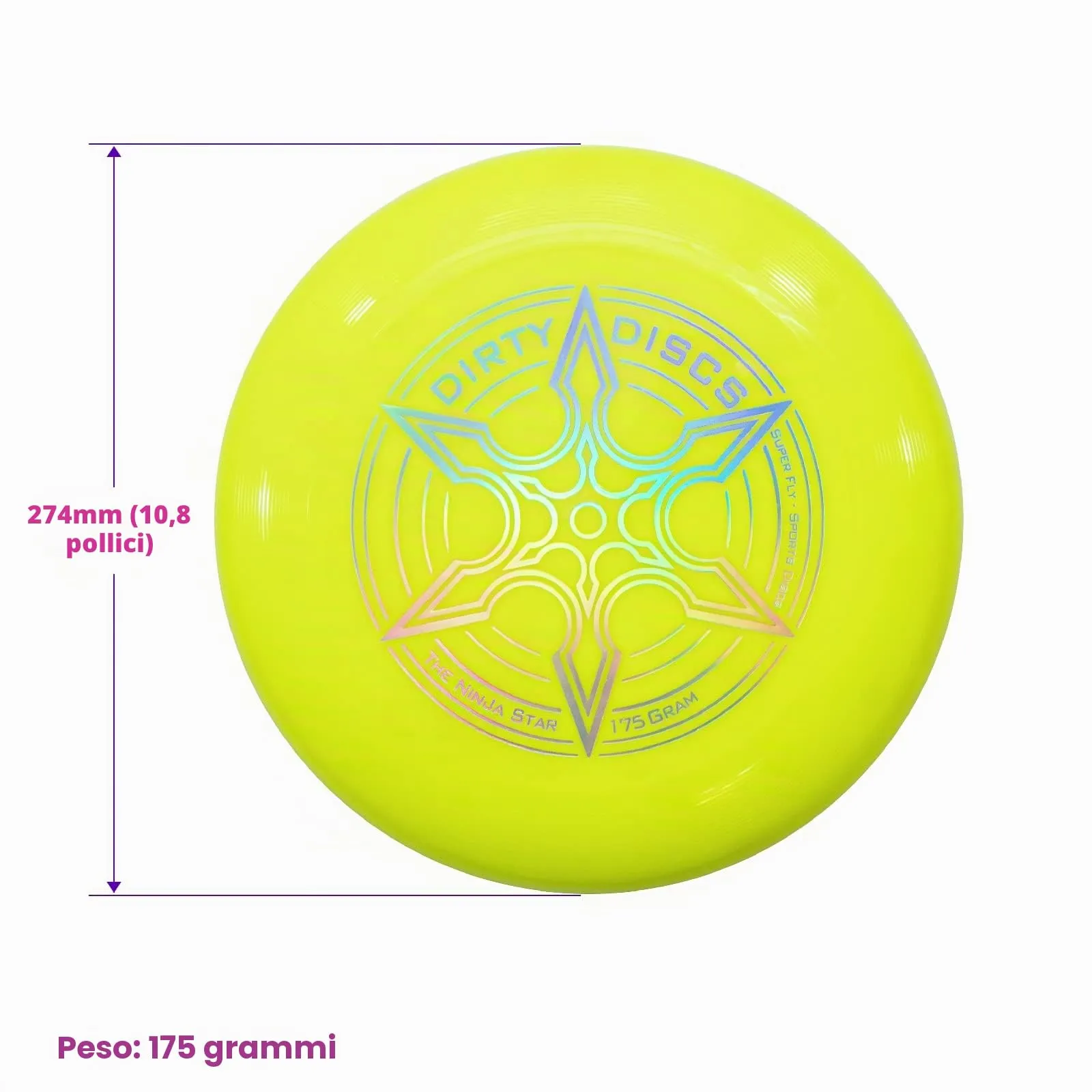 Indy Dirty Disc Professional Competition Frisbee, 175g (Giallo) - immagine 2