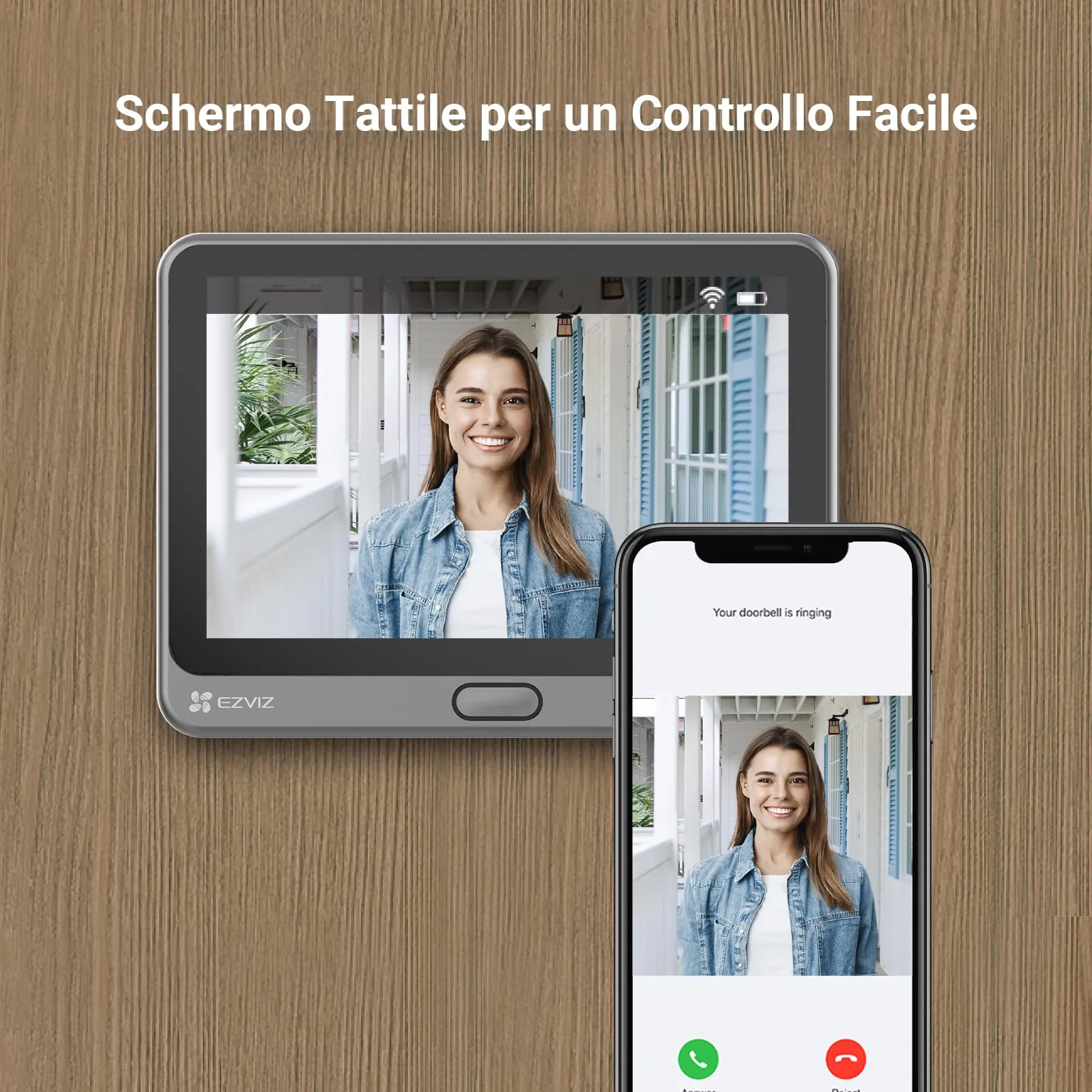 EZVIZ CP4 Spioncino Digitale WiFi 1080P con Schermo Touch 4,3" - immagine 2