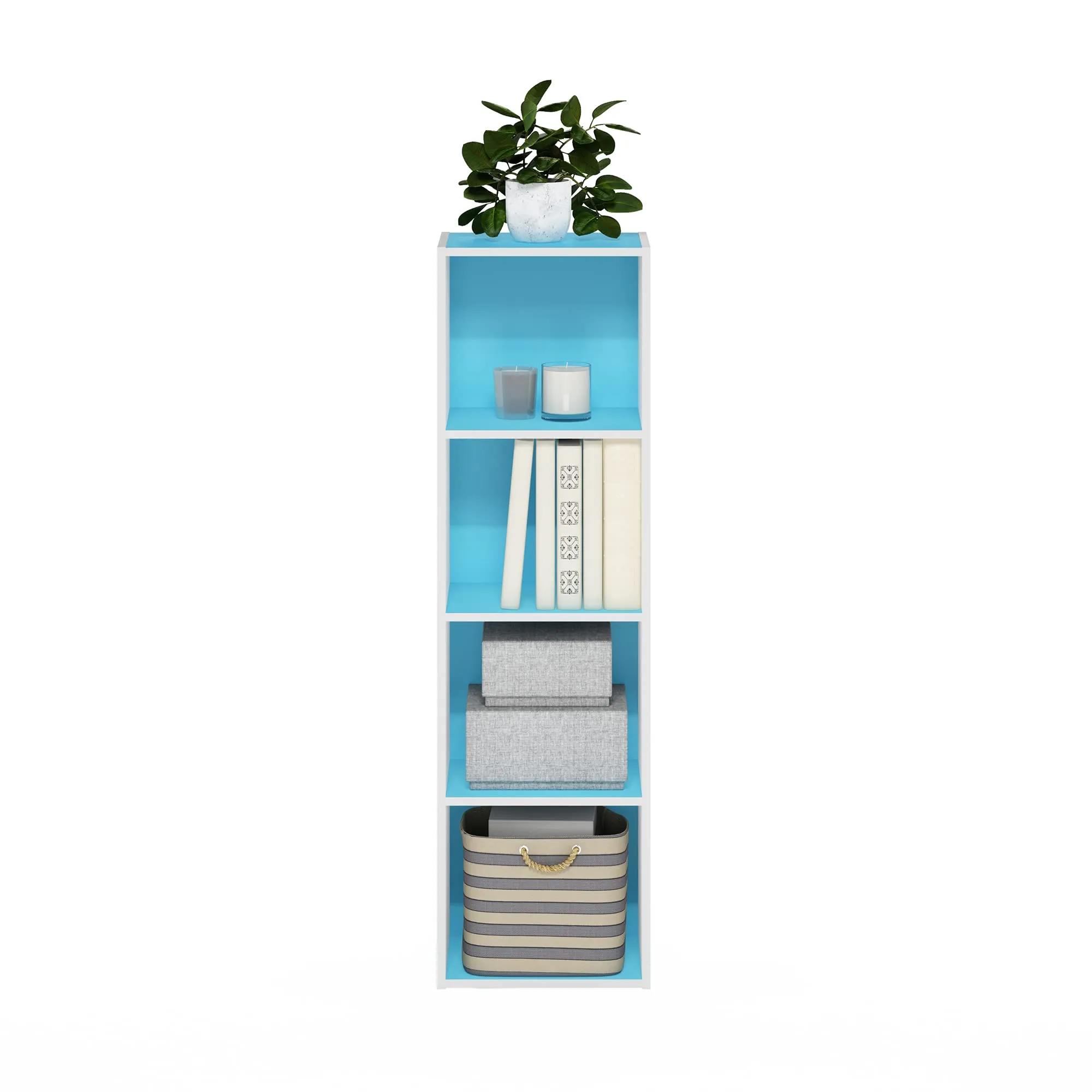 Furinno Libreria a 4 ripiani, Azzurro/Bianco - immagine 6