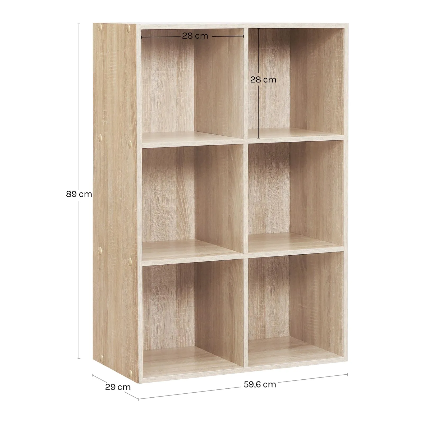 WOLTU Libreria Verticale a 6 Cubi in Legno, Rovere Chiaro - immagine 5