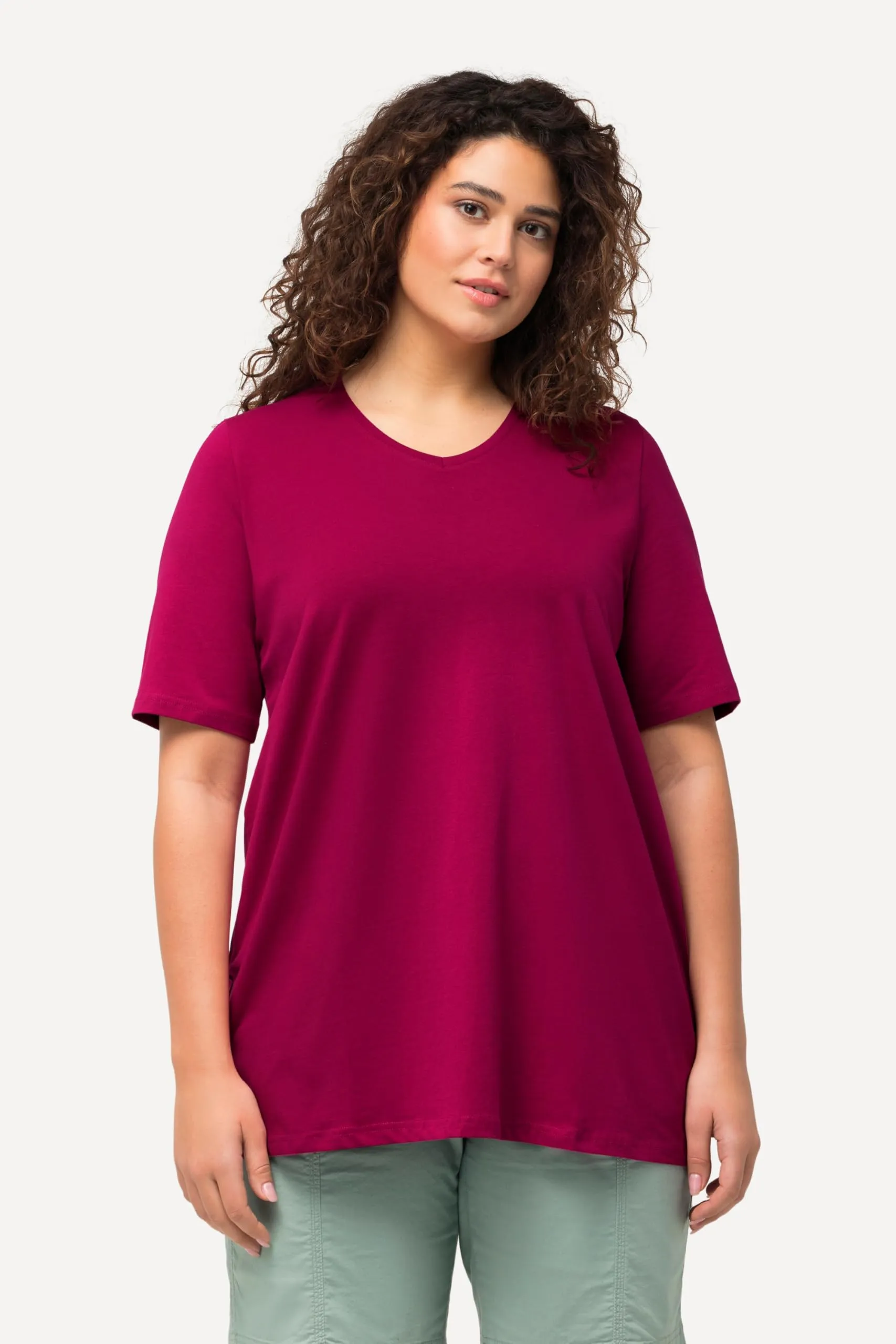 Ulla Popken Maglietta da Donna Linea A Scollo a V Motivo Floreale Selvatico 62/64 - immagine 3