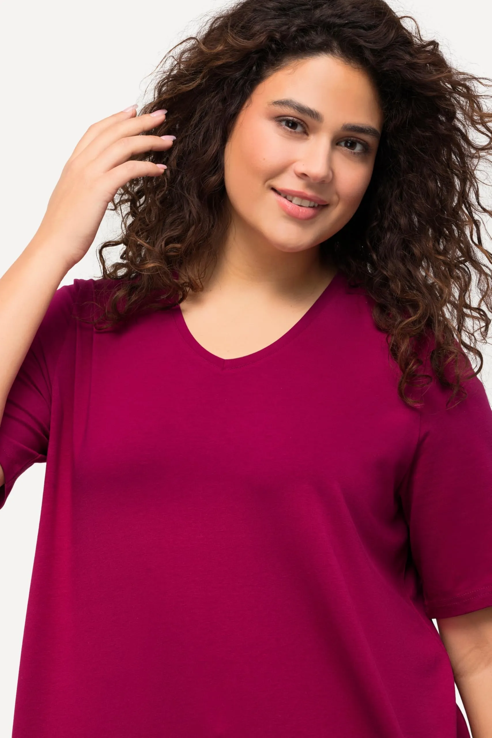 Ulla Popken Maglietta da Donna Linea A Scollo a V Motivo Floreale Selvatico 62/64 - immagine 7