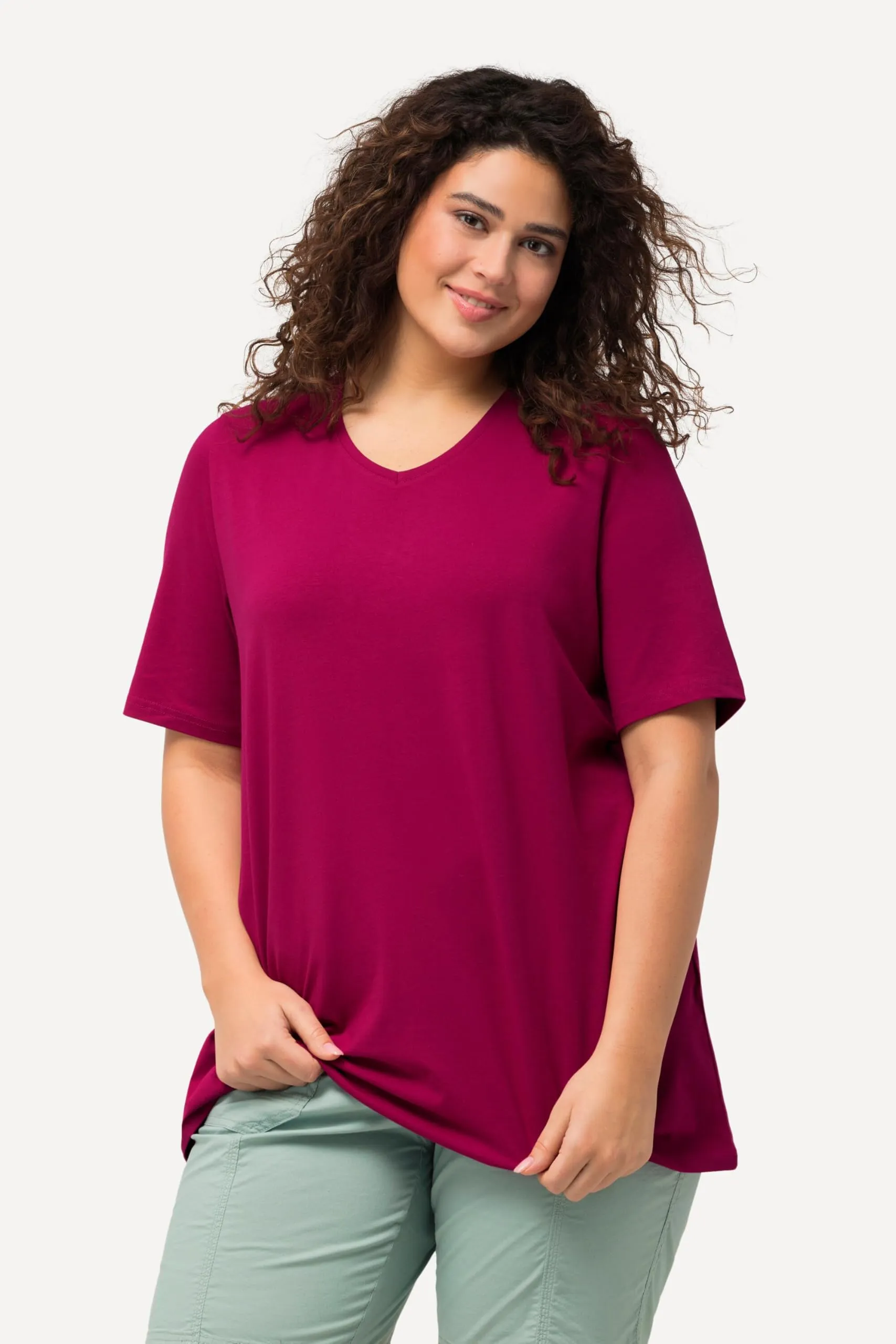 Ulla Popken Maglietta da Donna Linea A Scollo a V Motivo Floreale Selvatico 62/64 - immagine 8