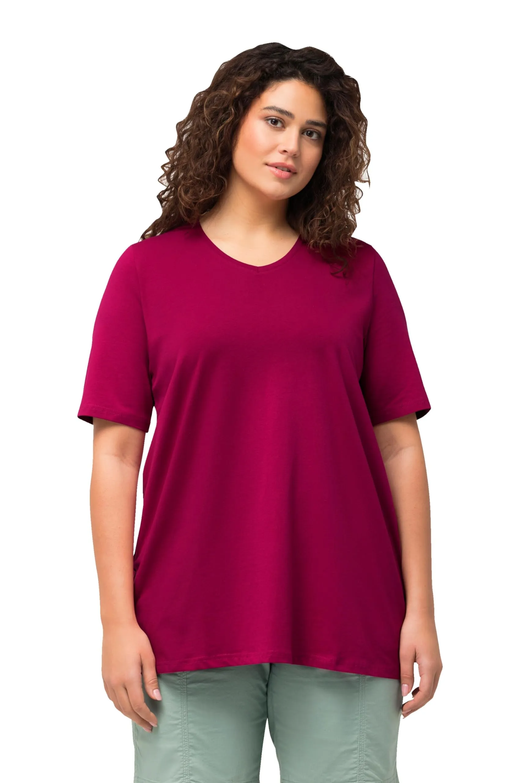 Ulla Popken Maglietta da Donna Linea A Scollo a V Motivo Floreale Selvatico 62/64 - immagine 9