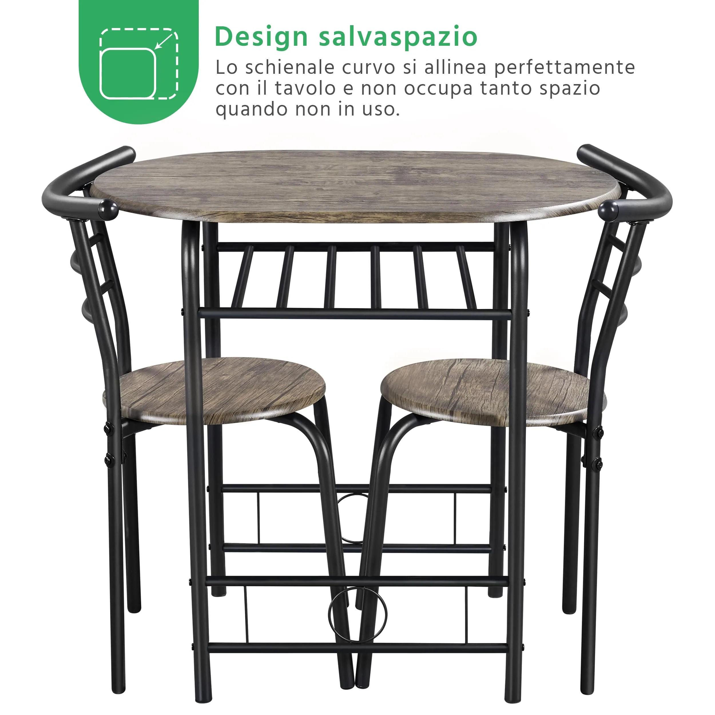 Yaheetech Set Mobili da Bar Tavolo e 2 Sedie, Marrone - immagine 4