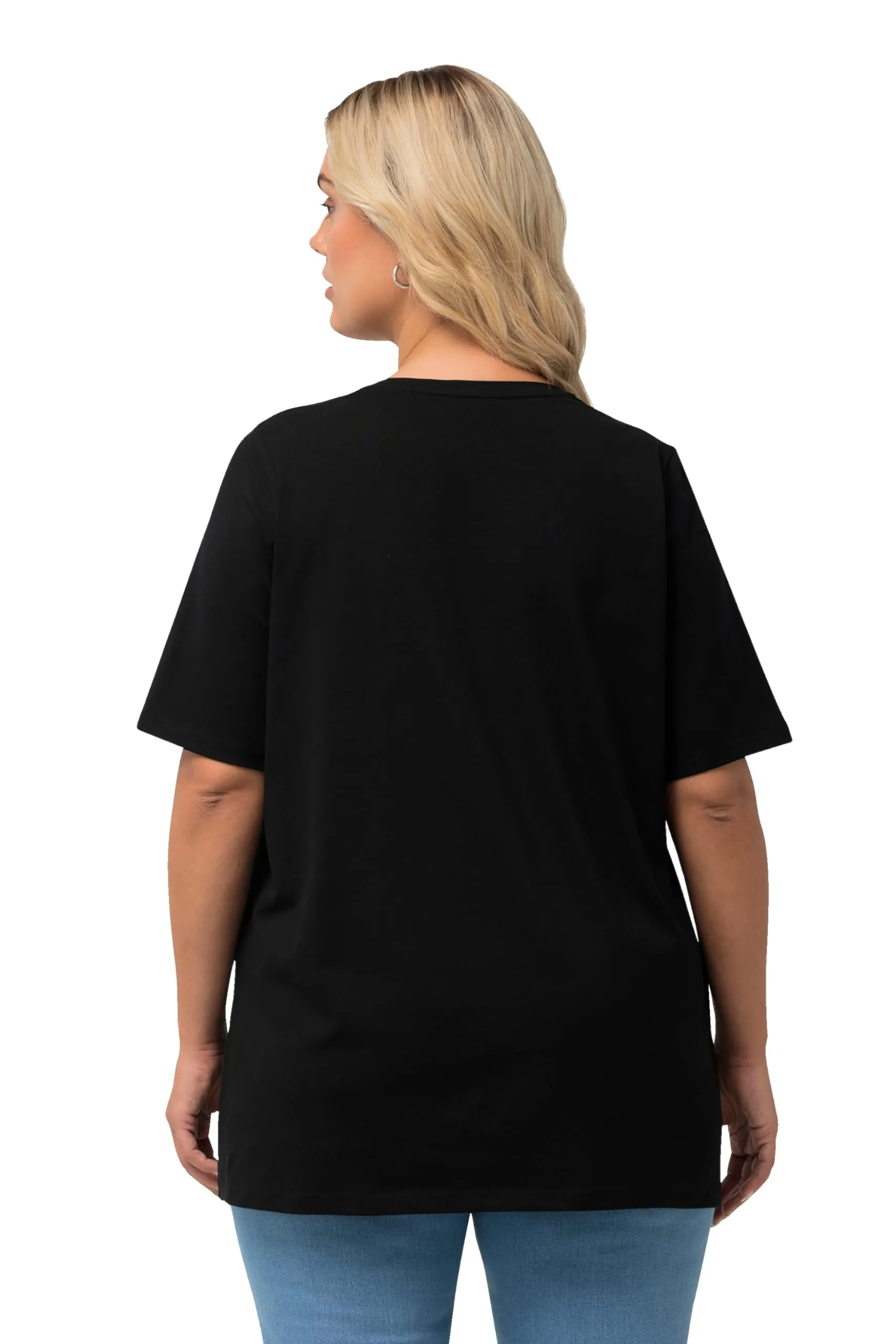 Ulla Popken Maglietta da Donna Linea A Scollo a V Nero - immagine 2