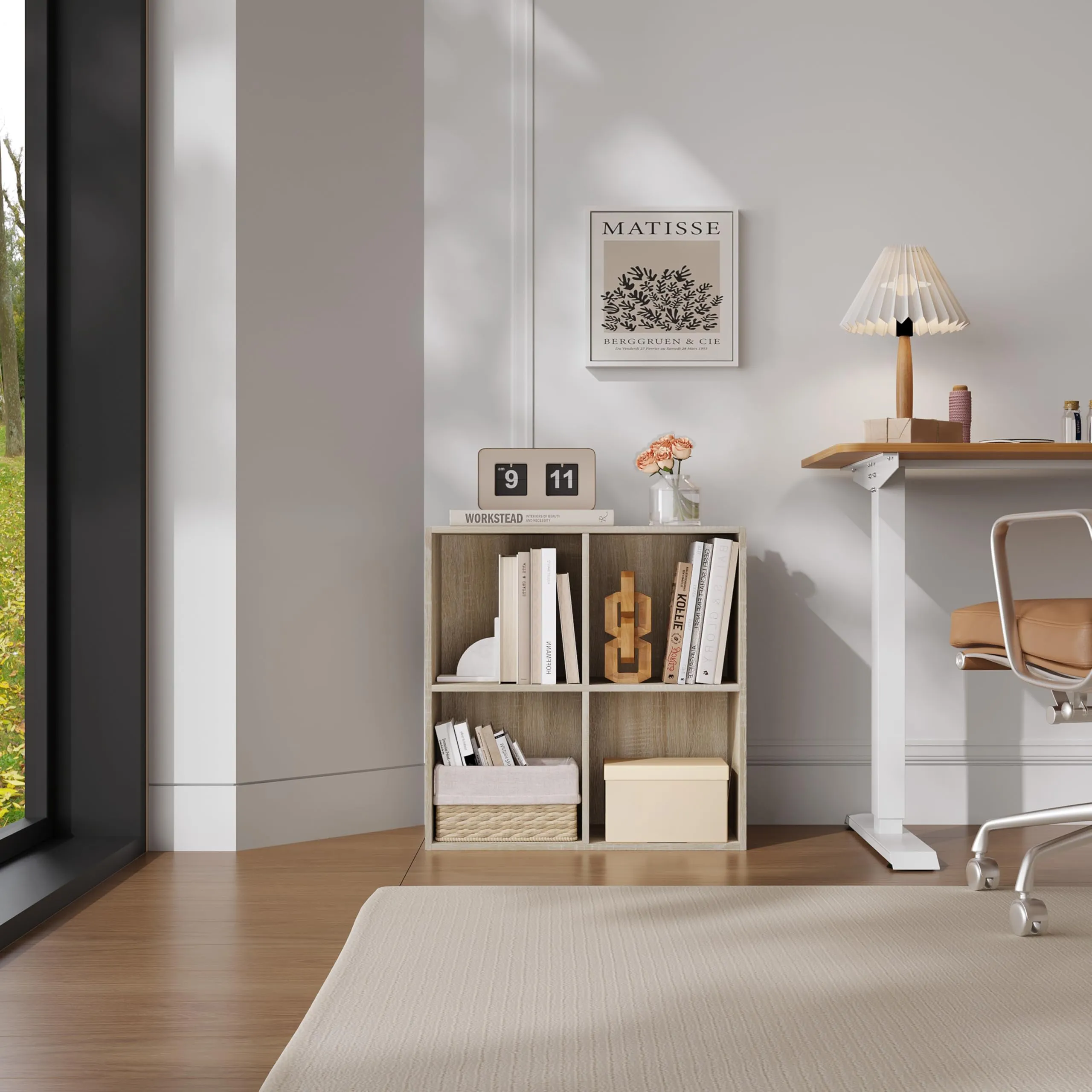 WOLTU Libreria Moderna 4 Cubi in Legno Rovere Chiaro - immagine 4