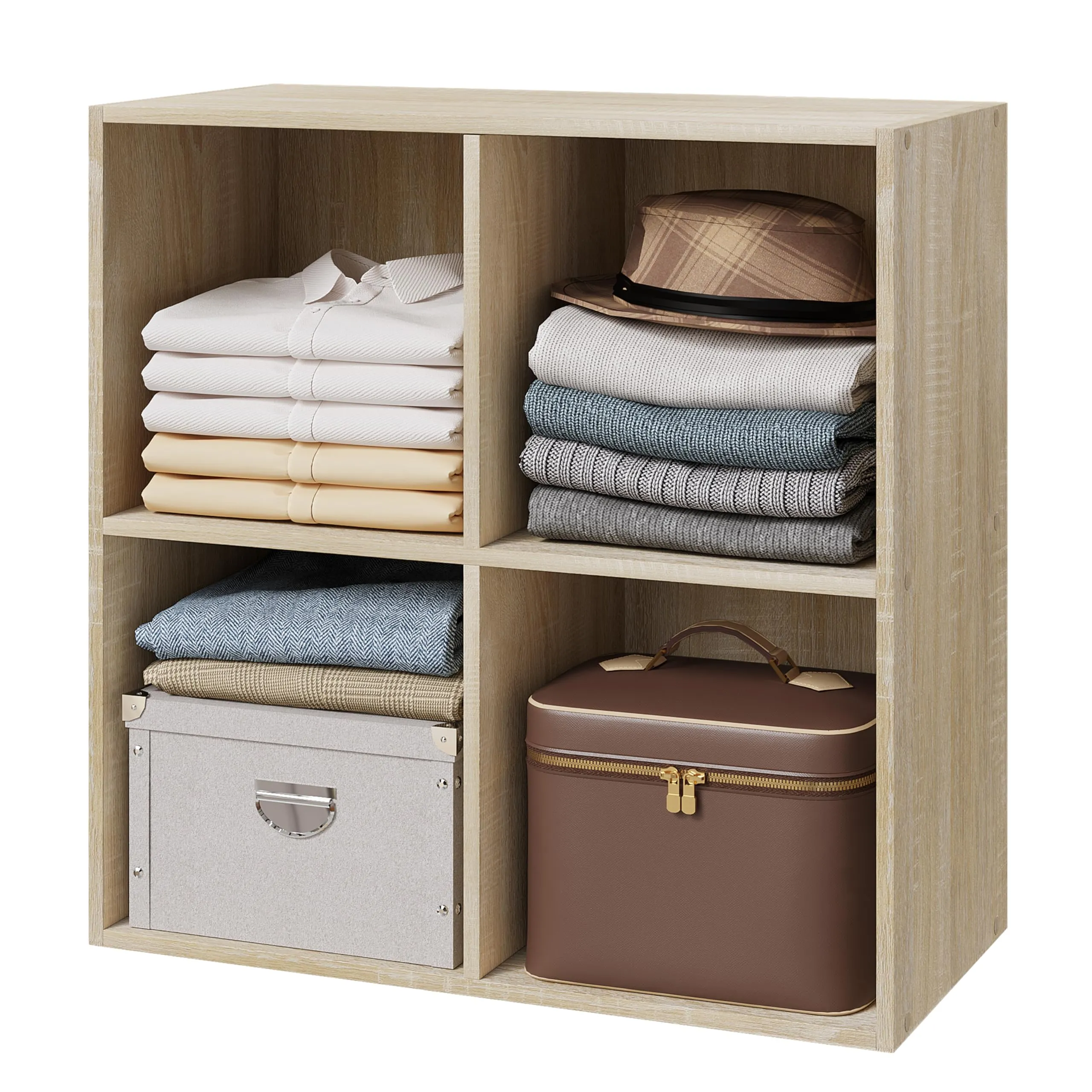 WOLTU Libreria Moderna 4 Cubi in Legno Rovere Chiaro - immagine 9