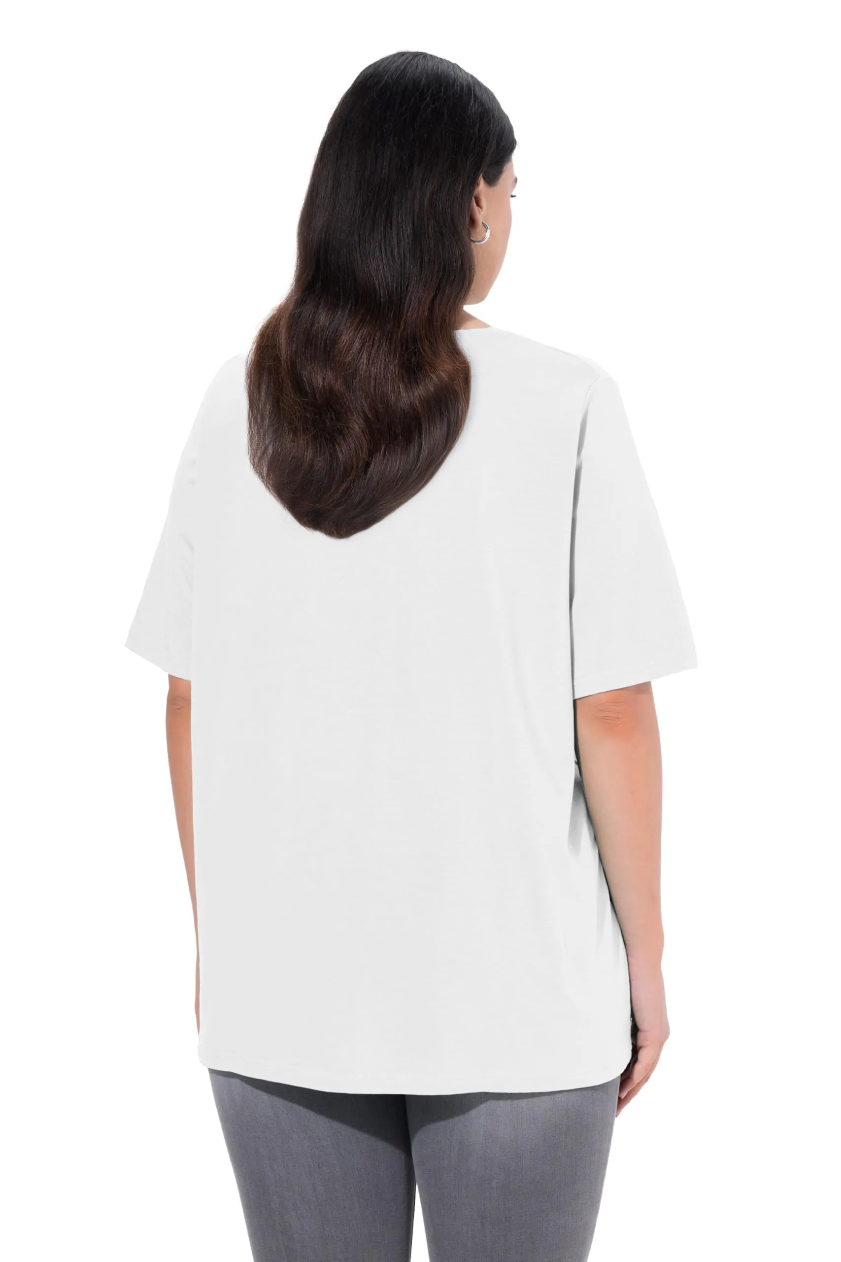 Ulla Popken Maglietta da Donna Linea A Scollo a V Bianco 62/64 - immagine 2