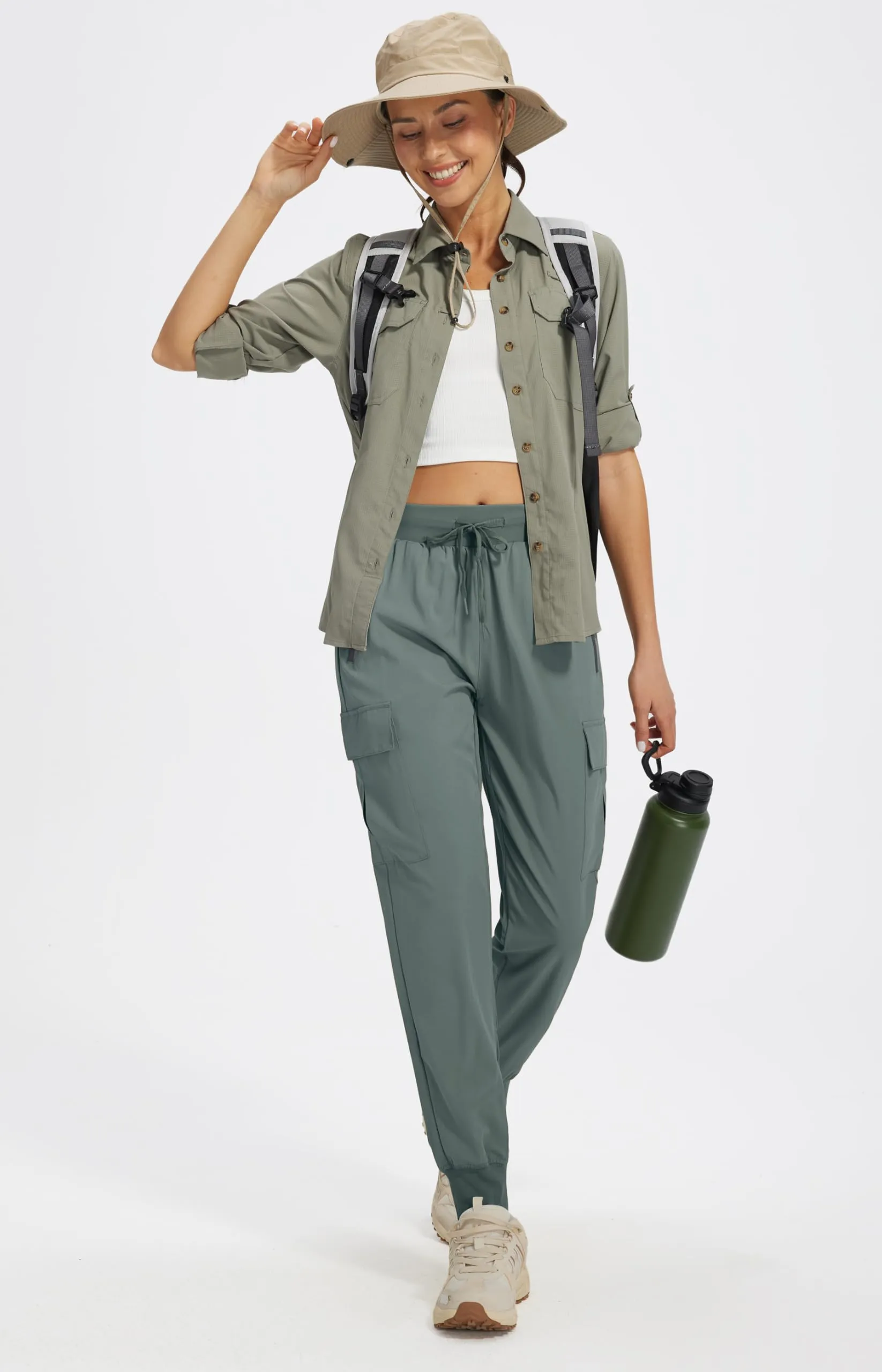 Libin Pantaloni Trekking Donna Cargo Jogger Estivi 29" Grigio Metropoli L - immagine 7