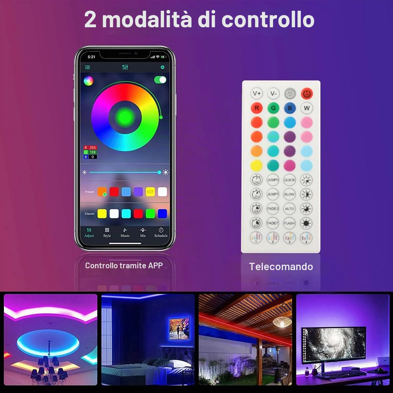 Enteenly Striscia LED TV Retroilluminazione RGB 5050, 5m per TV 55-75 Pollici e Monitor PC, Alimentazione USB con Telecomando e App - immagine 3
