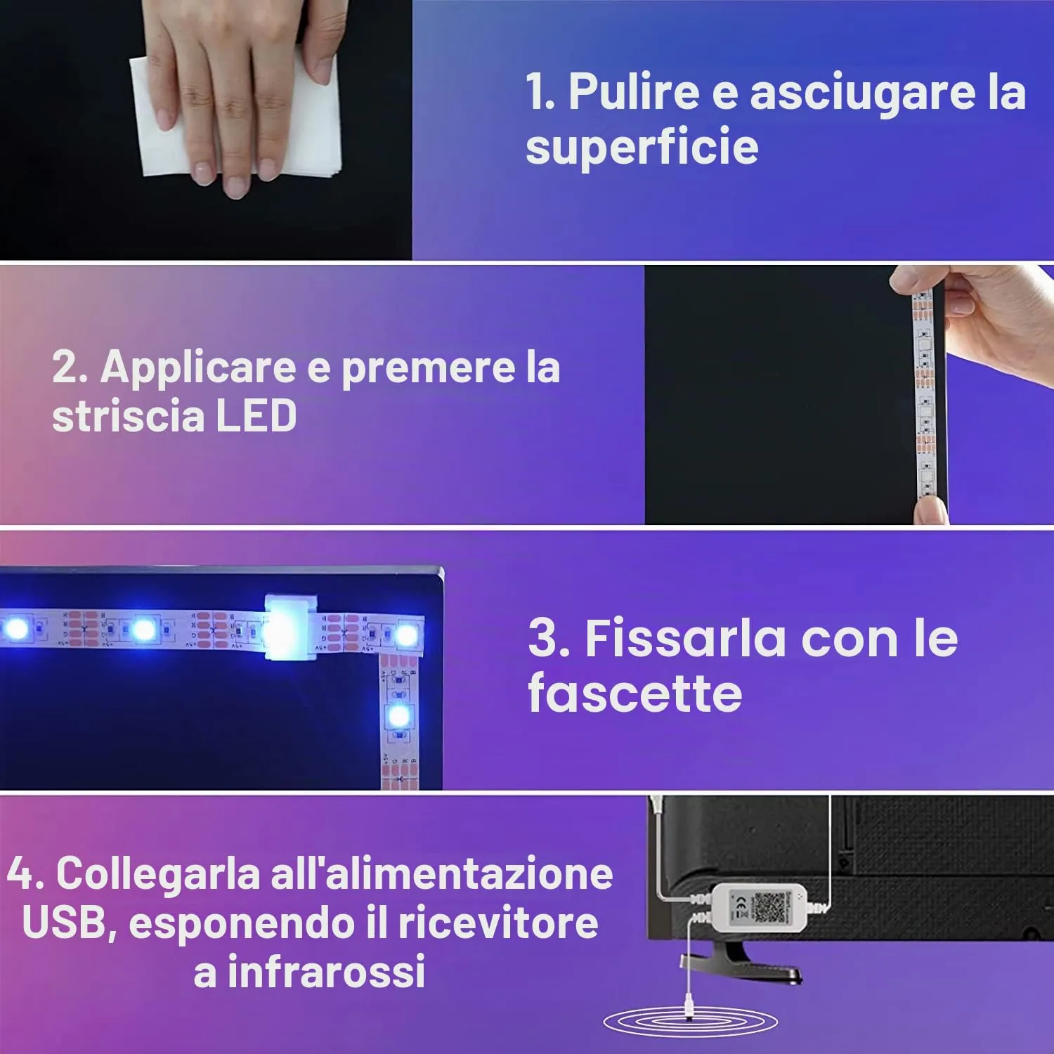 Enteenly Striscia LED TV Retroilluminazione RGB 5050, 5m per TV 55-75 Pollici e Monitor PC, Alimentazione USB con Telecomando e App - immagine 4