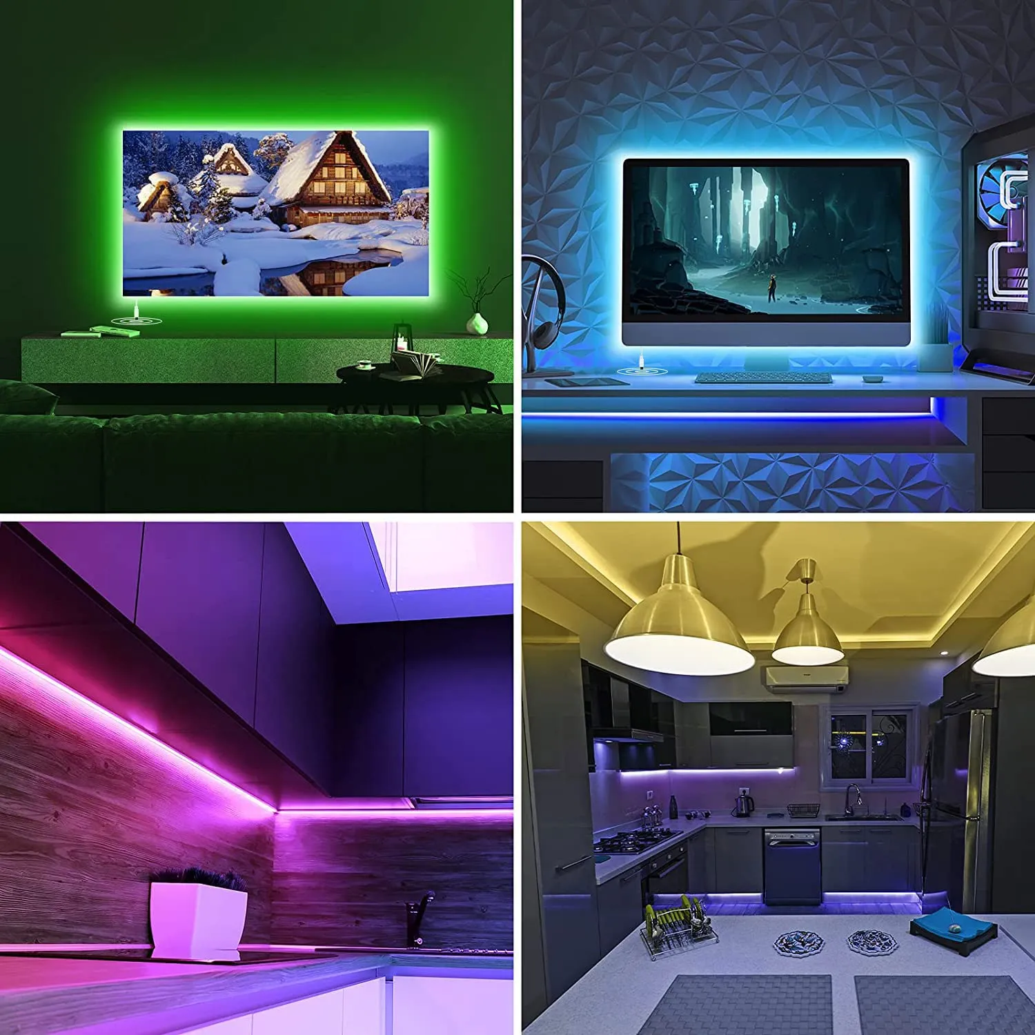Enteenly Striscia LED TV Retroilluminazione RGB 5050, 5m per TV 55-75 Pollici e Monitor PC, Alimentazione USB con Telecomando e App - immagine 7