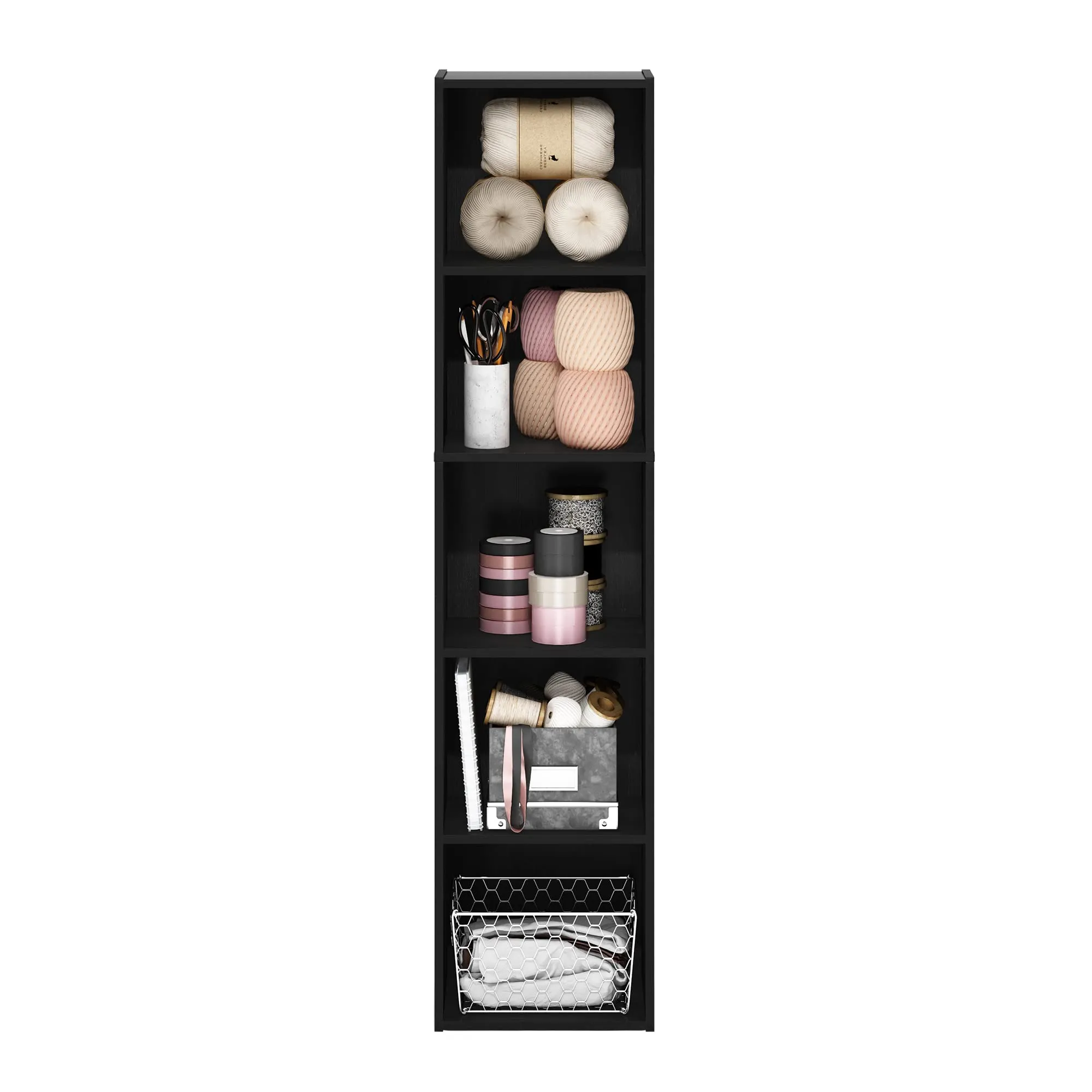 Furinno Pasir Libreria a 5 ripiani, Legno Nero - immagine 6