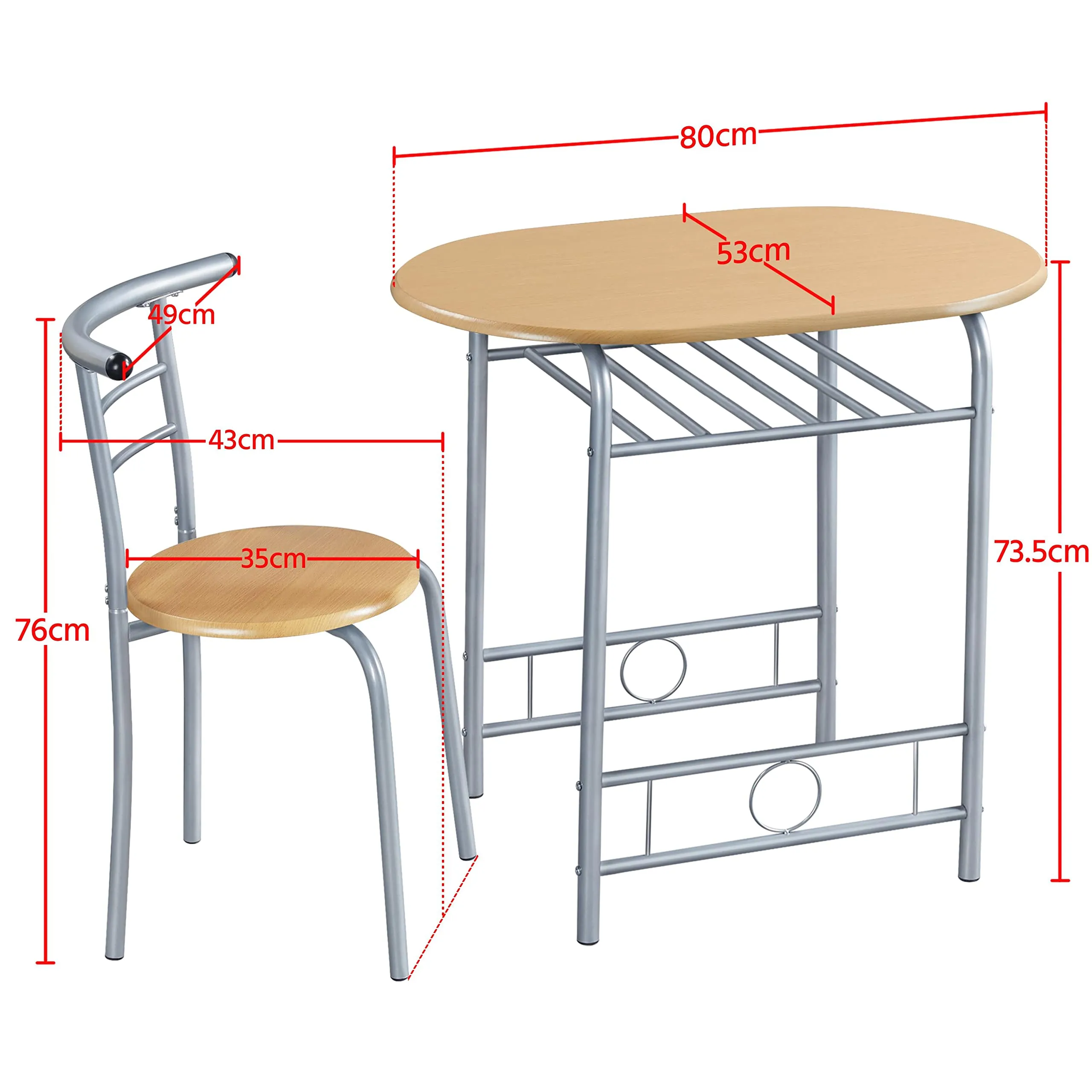 Yaheetech Set Mobili da Bar Tavolo e 2 Sedie per Cucina e Sala da Pranzo, Beige - immagine 3