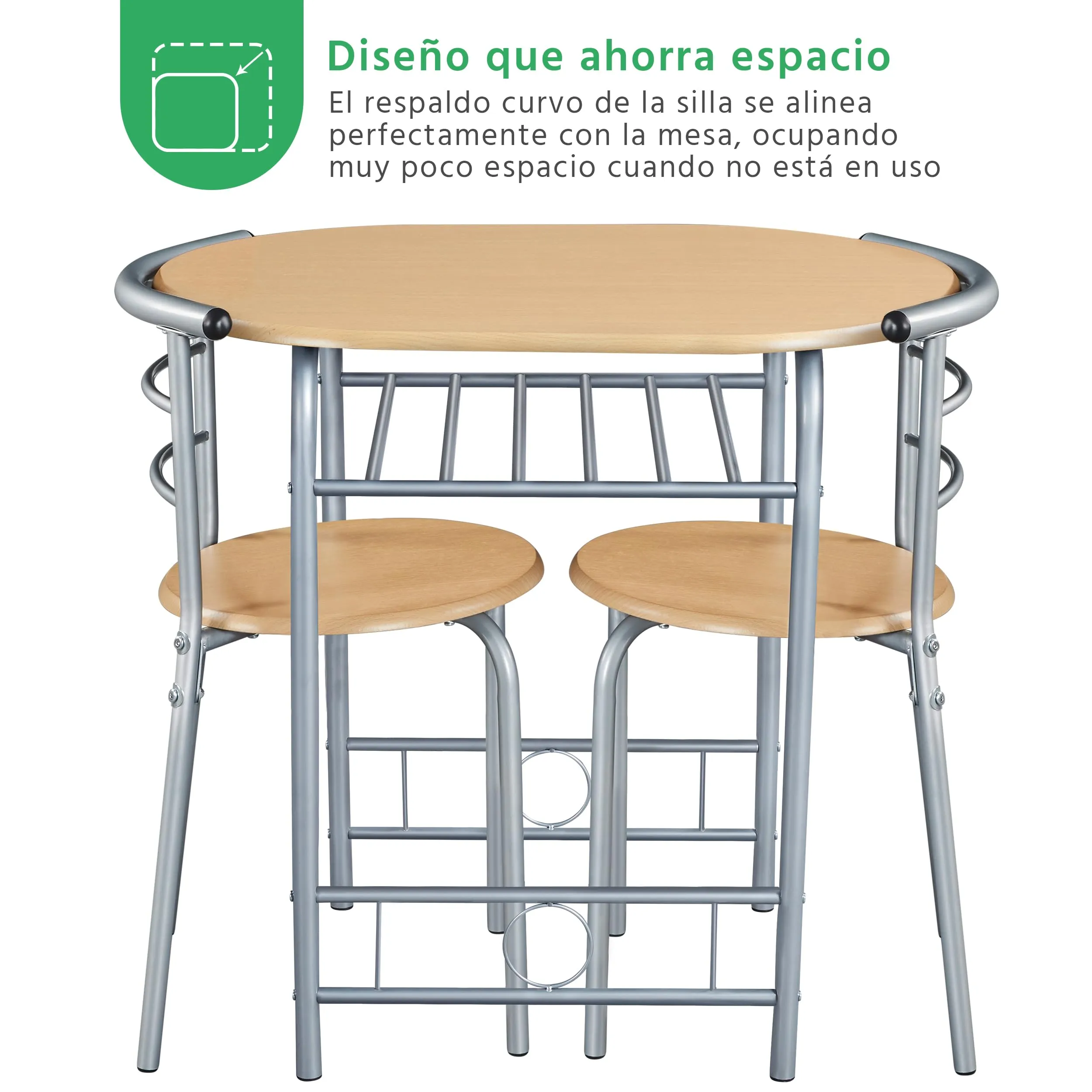Yaheetech Set Mobili da Bar Tavolo e 2 Sedie per Cucina e Sala da Pranzo, Beige - immagine 6