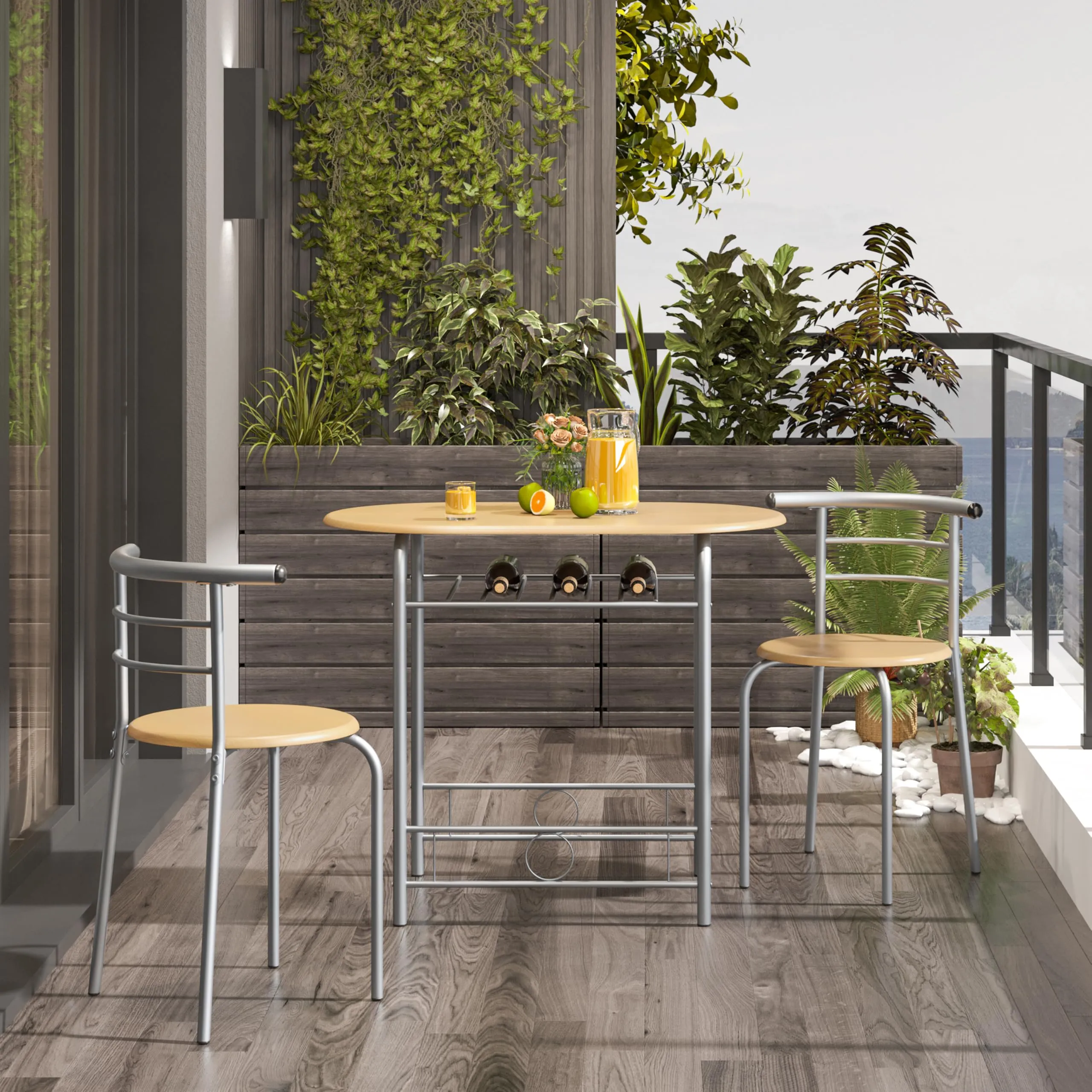Yaheetech Set Mobili da Bar Tavolo e 2 Sedie per Cucina e Sala da Pranzo, Beige - immagine 7