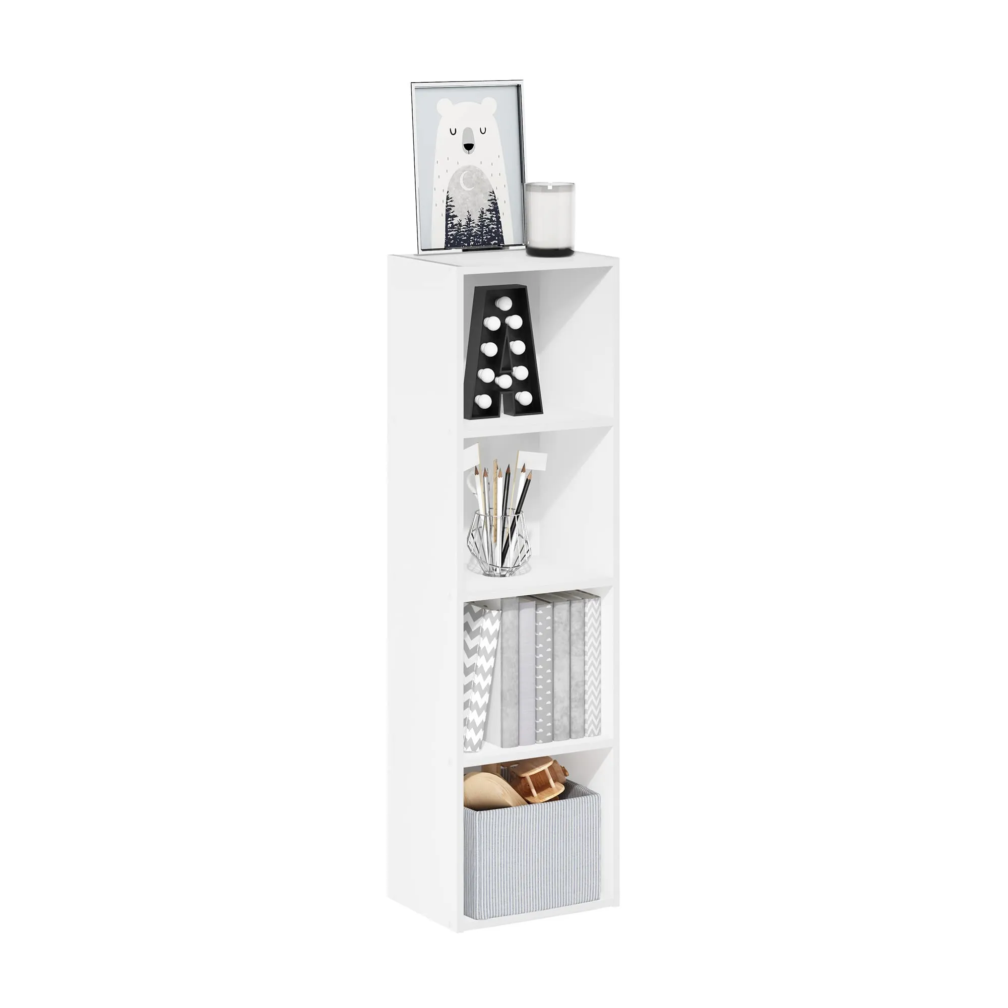 Furinno Libreria a 4 ripiani, Bianco - immagine 1