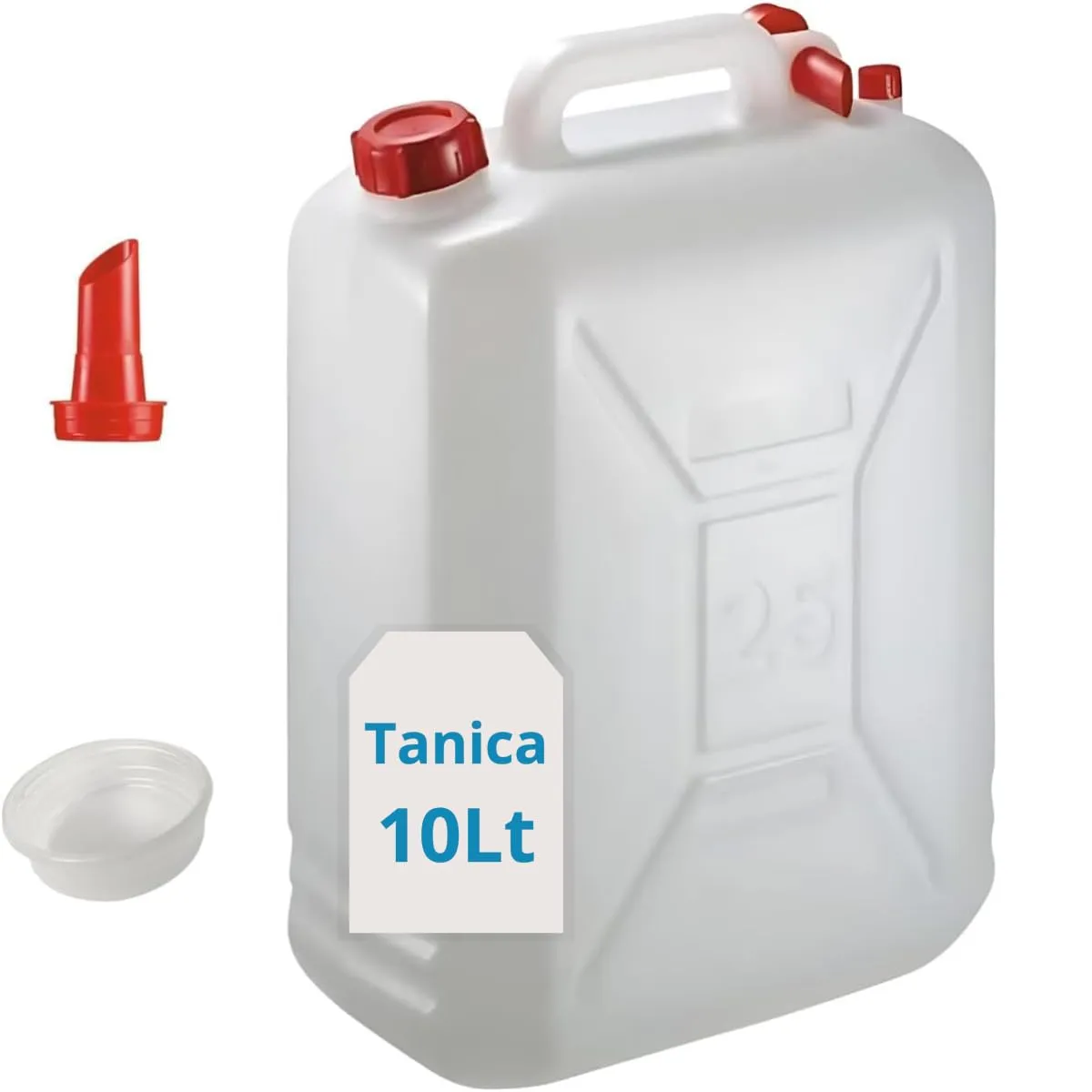 Tomaino Tanica in Plastica HDPE con Tappo e Dosatore, 10 Litri - immagine 1