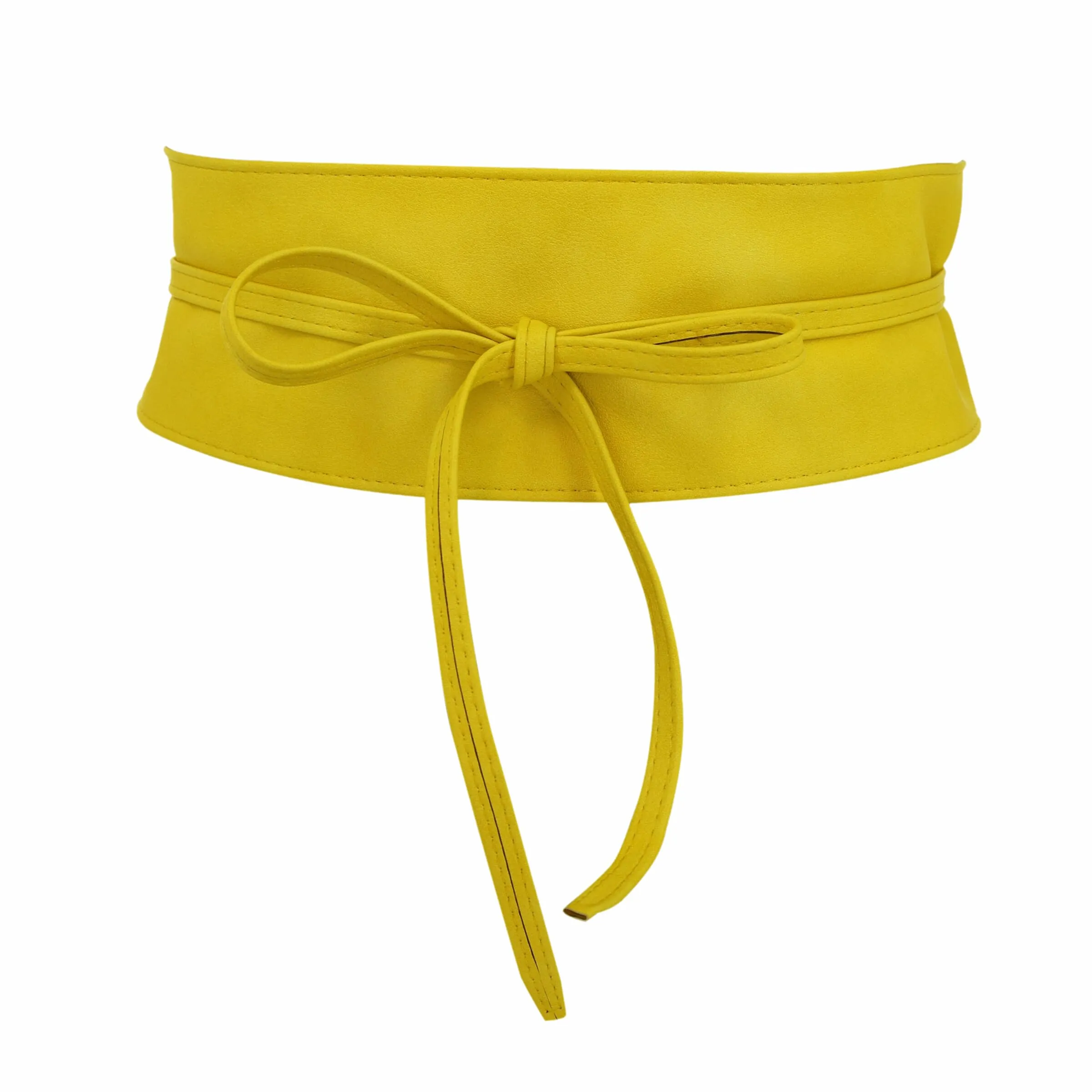 FASHIONGEN Cintura Obi da donna in similpelle, Giallo, 3XL - immagine 1