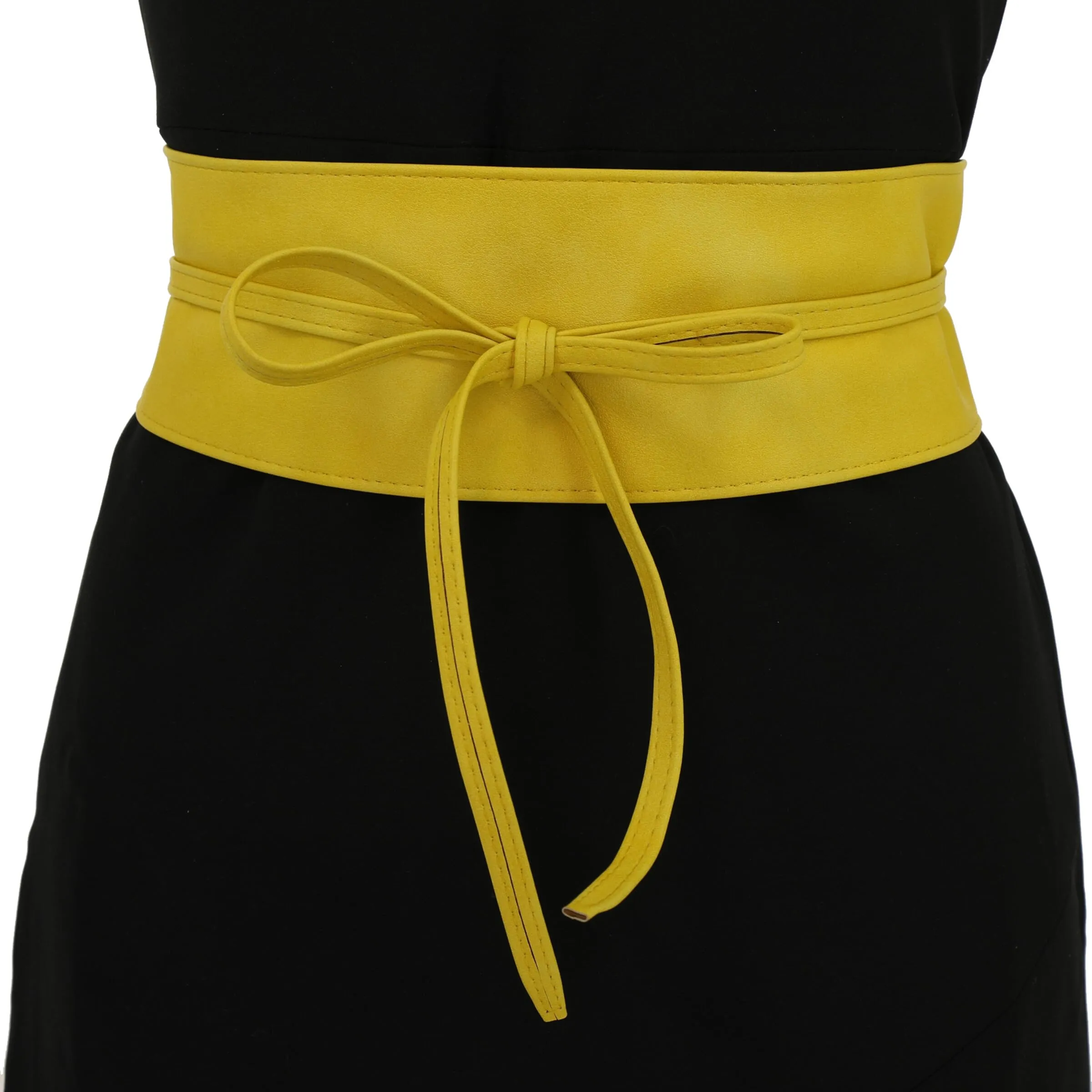 FASHIONGEN Cintura Obi da donna in similpelle, Giallo, 3XL - immagine 3