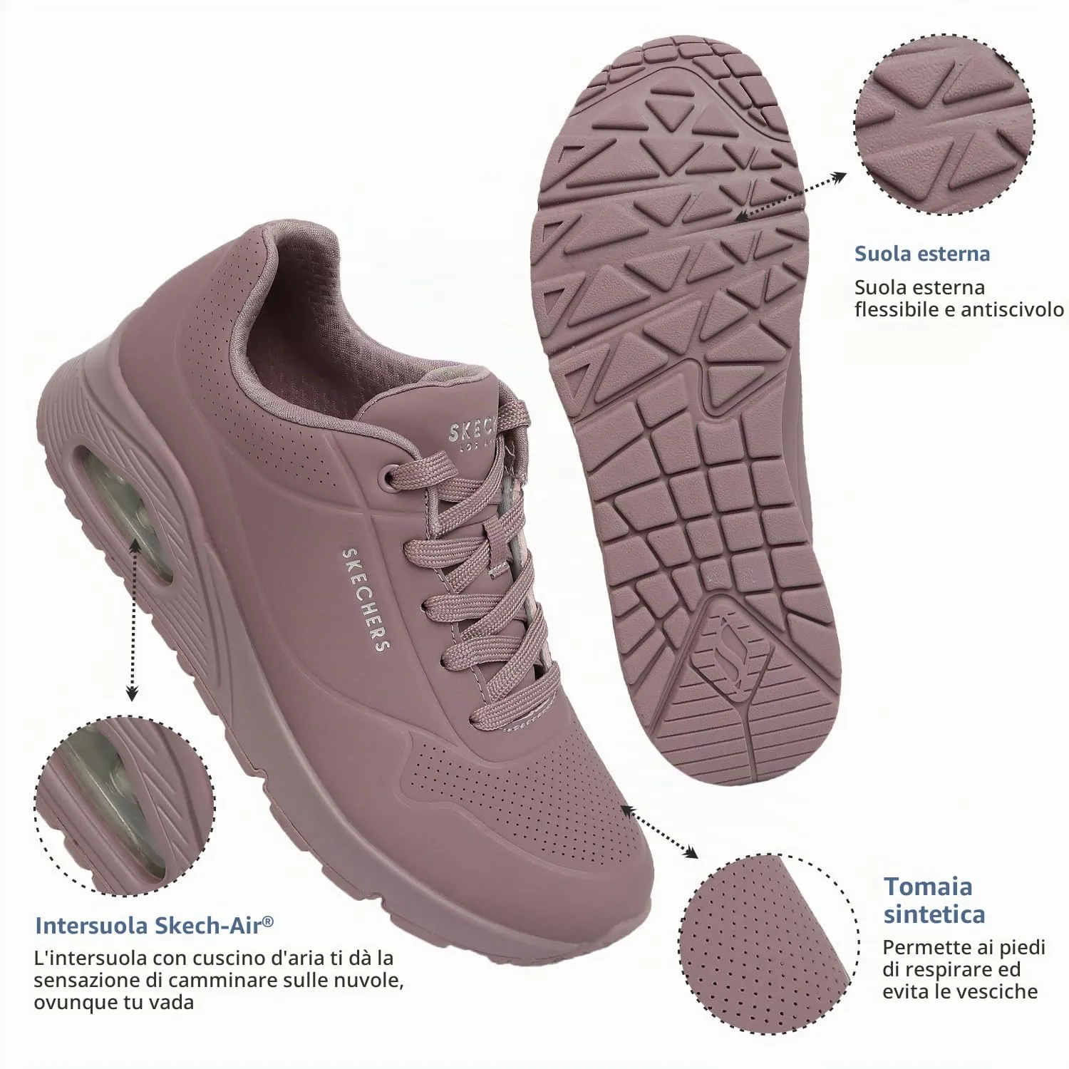 Skechers Uno Stand On Air Scarpe da ginnastica Donna, Purple, 42 EU - immagine 5