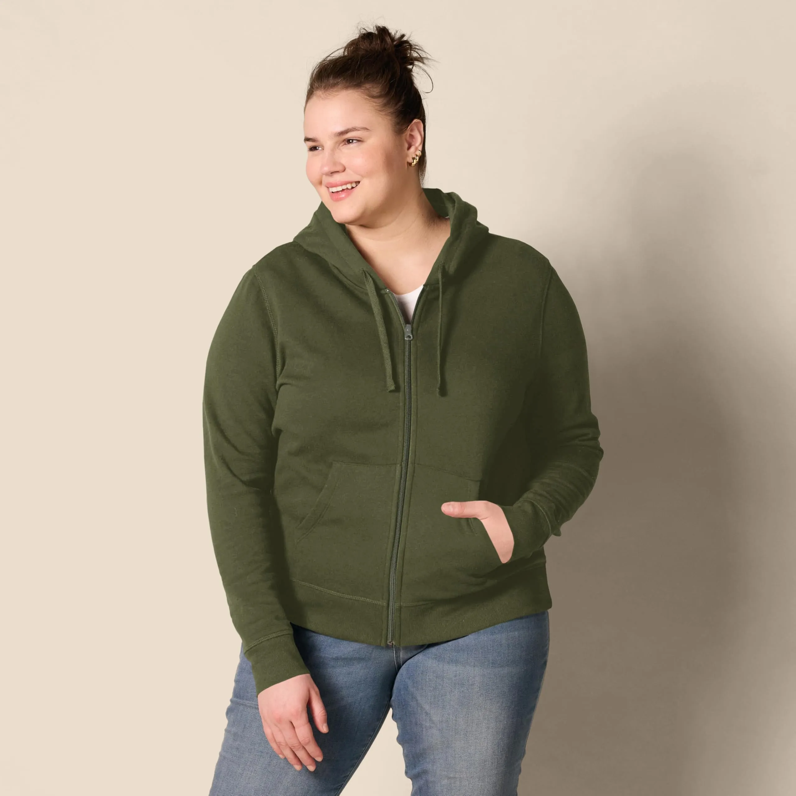 Amazon Essentials Felpa da Donna in Pile con Cappuccio e Zip Intera, Verde Oliva Scuro, XS - immagine 7