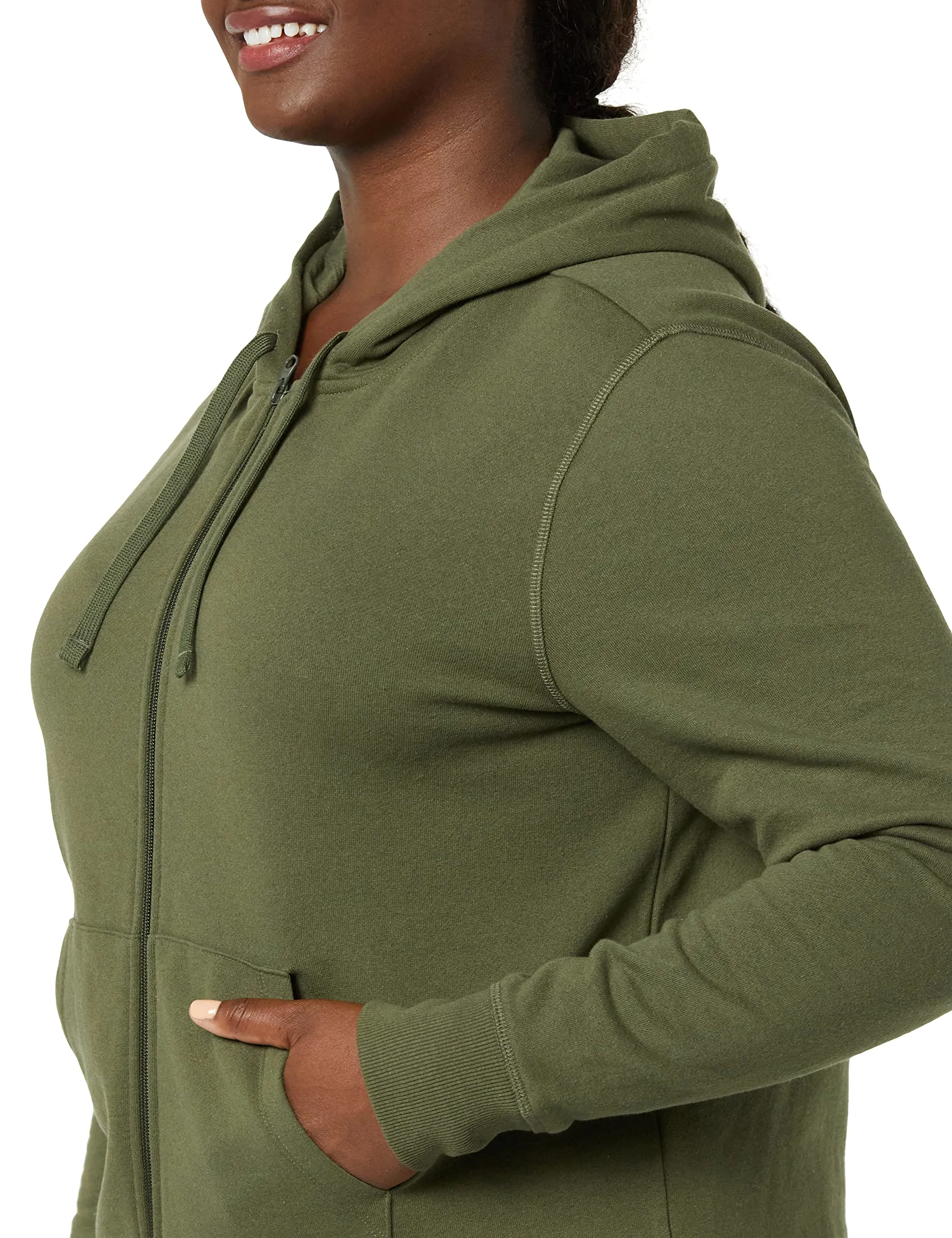 Amazon Essentials Felpa con Cappuccio da Donna in Pile di Spugna Francese con Zip Intera, Verde Oliva Scuro, M - immagine 6