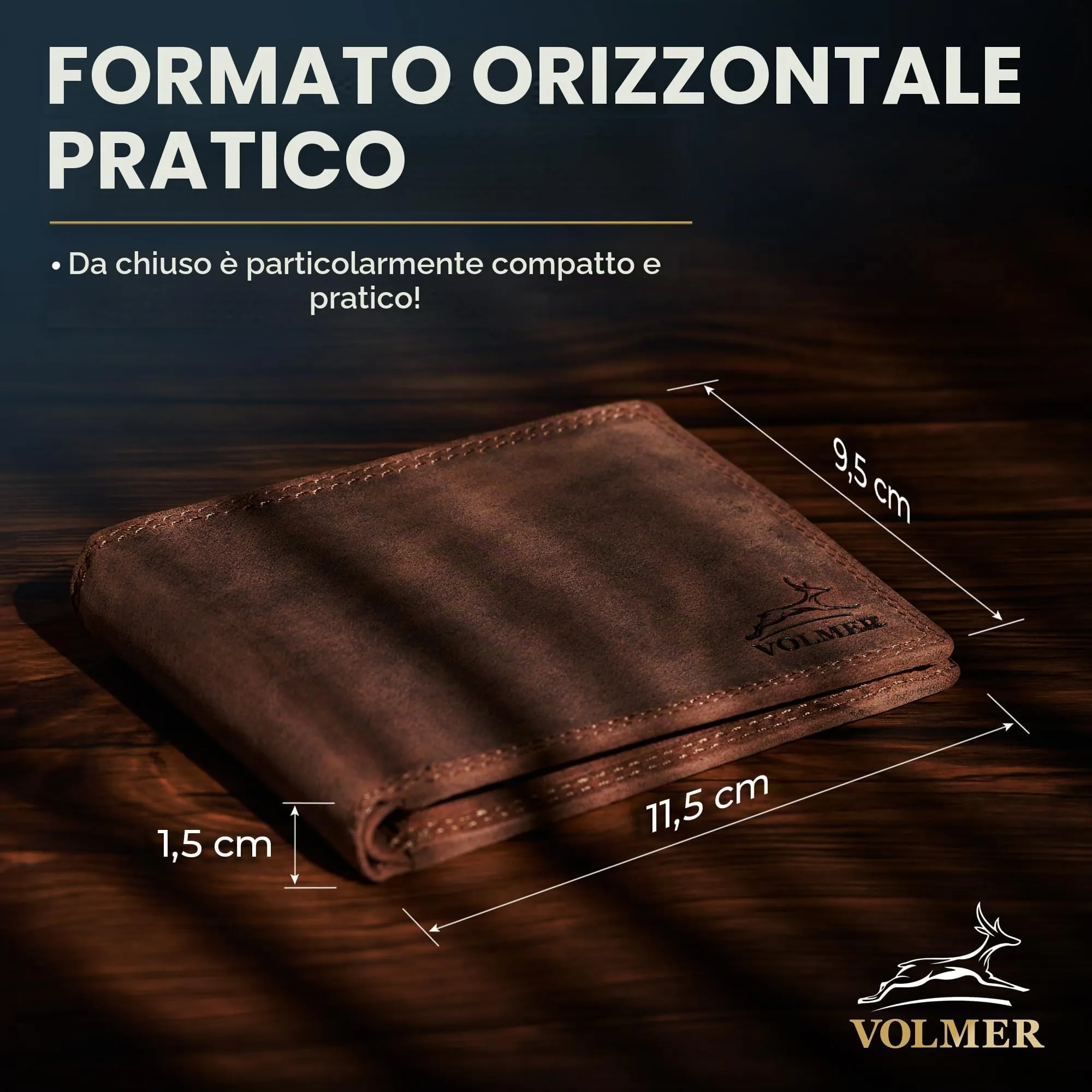 Fa.Volmer Portafoglio in Vera Pelle Slim RFID #Easycomfort - Marrone - immagine 3