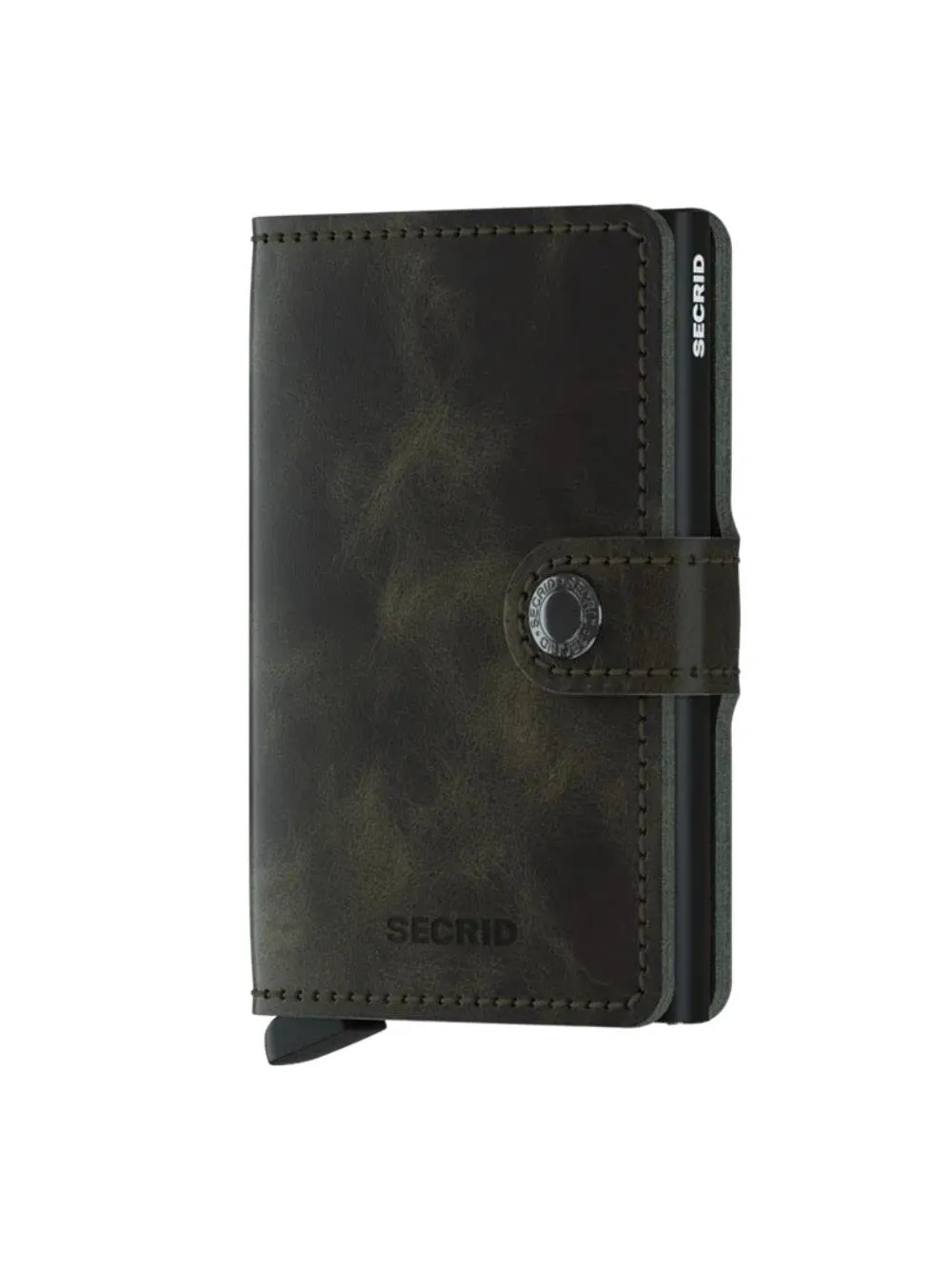 Secrid Porta carte di credito in pelle e alluminio, Verde Oliva - immagine 1