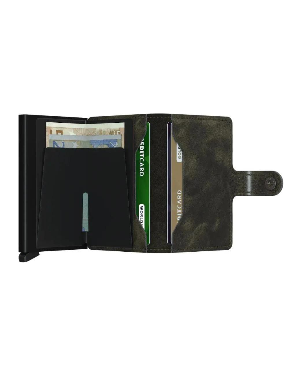 Secrid Porta carte di credito in pelle e alluminio, Verde Oliva - immagine 3