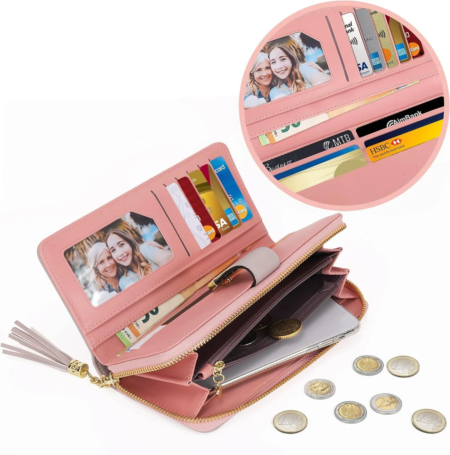 Pomelo Best Portafoglio Donna Lungo con Cerniera e Portamonete, Protezione RFID, Pelle Sintetica - immagine 3