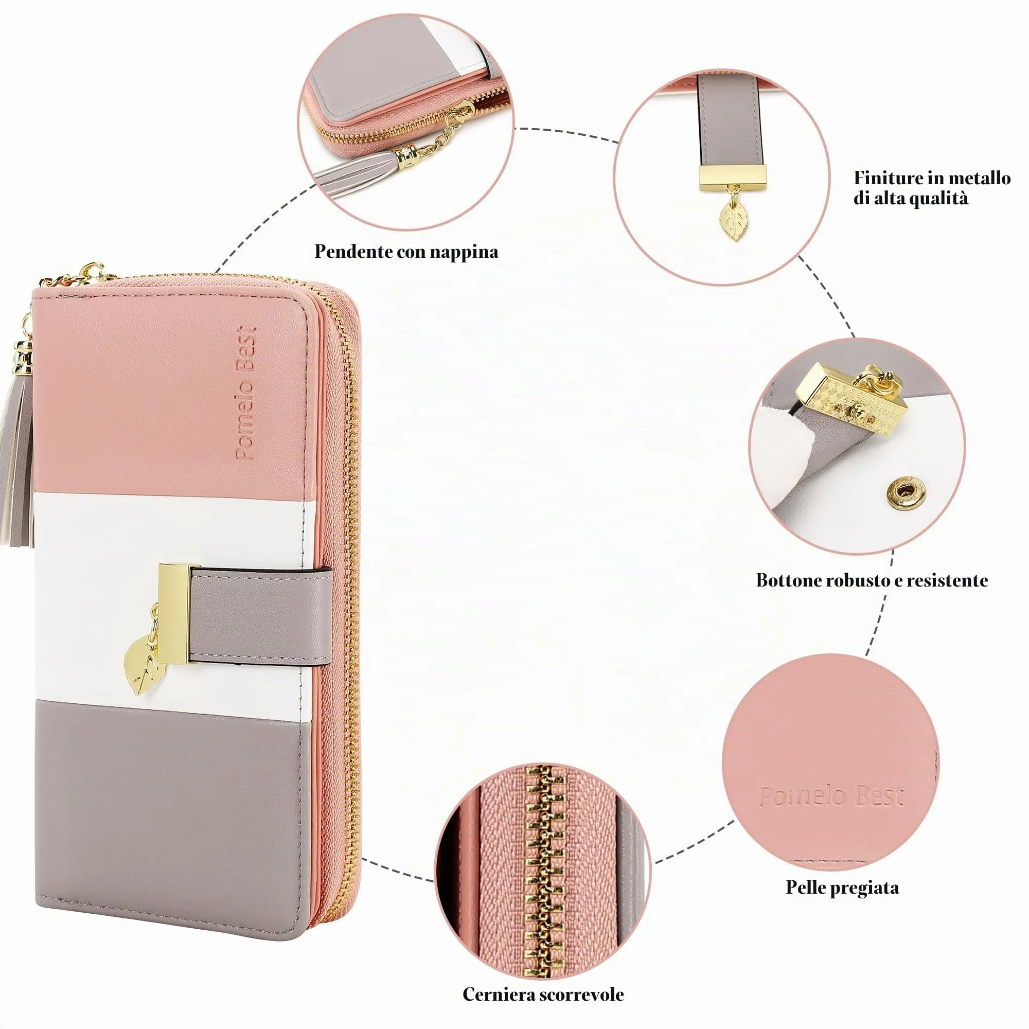 Pomelo Best Portafoglio Donna Lungo con Cerniera e Portamonete, Protezione RFID, Pelle Sintetica - immagine 4