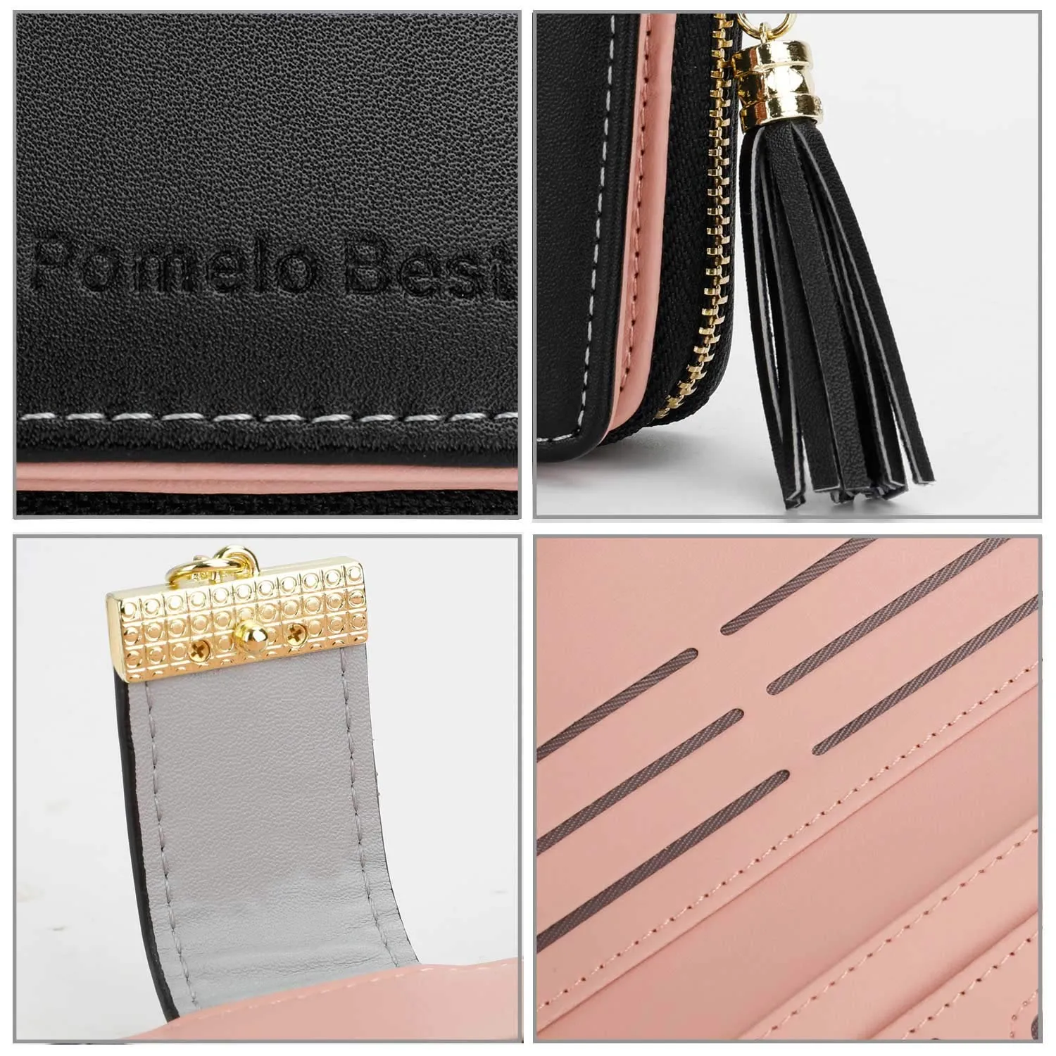 Pomelo Best Portafoglio e Portamonete da Donna a Righe Multicolore Modello 2, Nero, M - immagine 3
