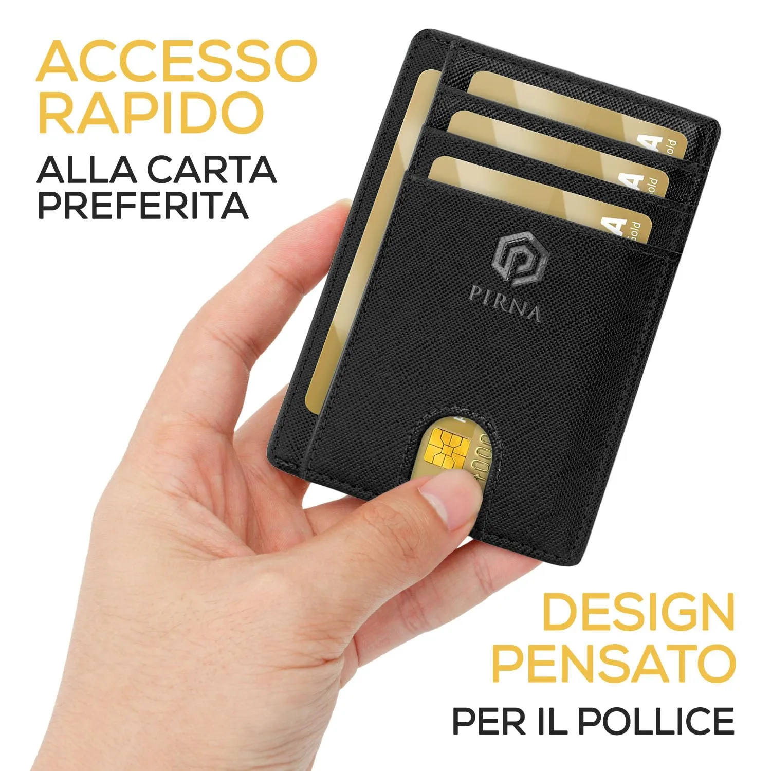 PIRNA Portafoglio Slim RFID Saffiano Nero - immagine 2