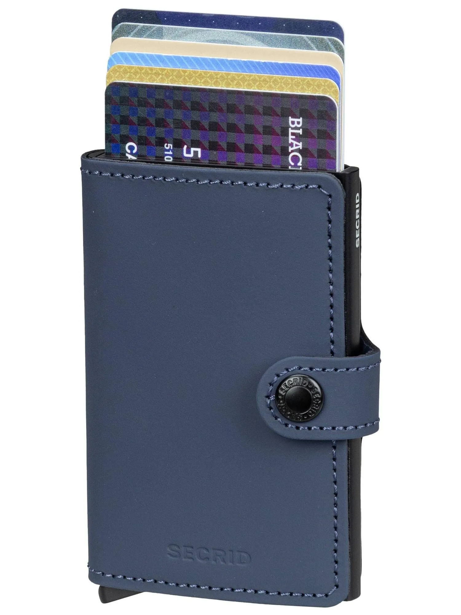 Secrid MiniWallet Matte Night Blue Aluminum and Leather Wallet - immagine 3